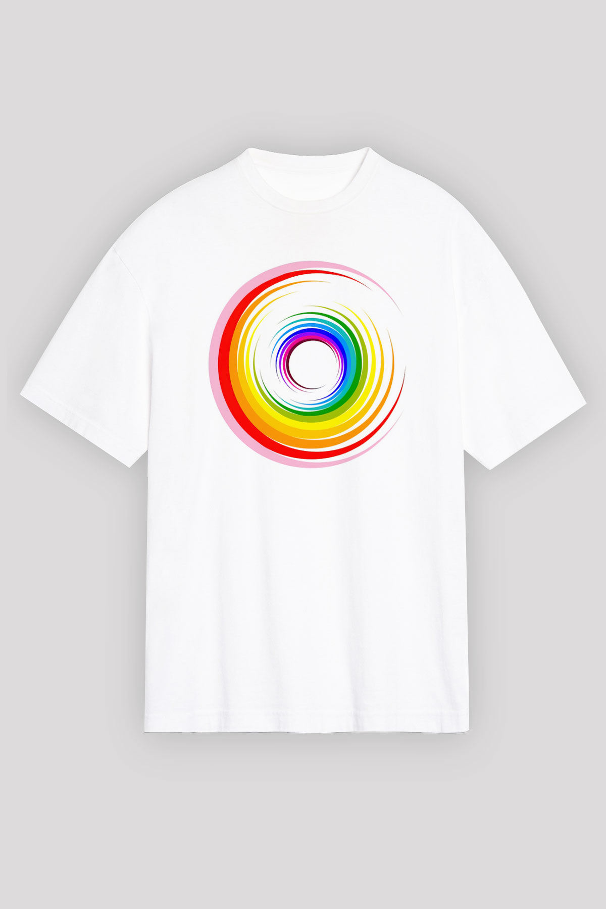 Spiral Beyaz Oversize Tişört Oversize T-shirt - TişörtFabrikası