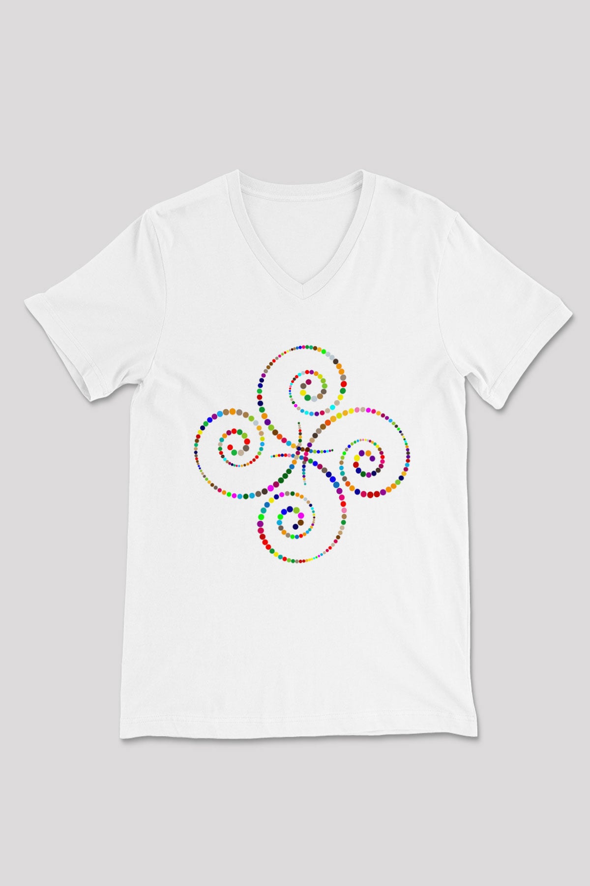 Spiral Beyaz Unisex V Yaka Tişört