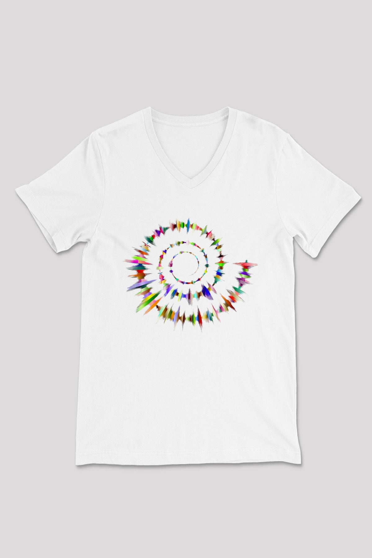 Spiral Beyaz Unisex V Yaka Tişört