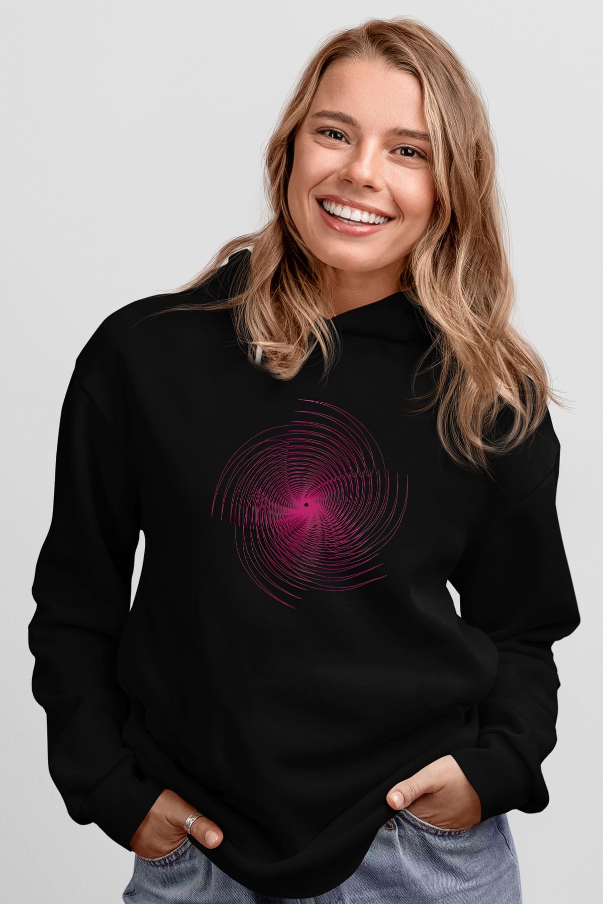 Spiral Siyah Unisex Hoodie