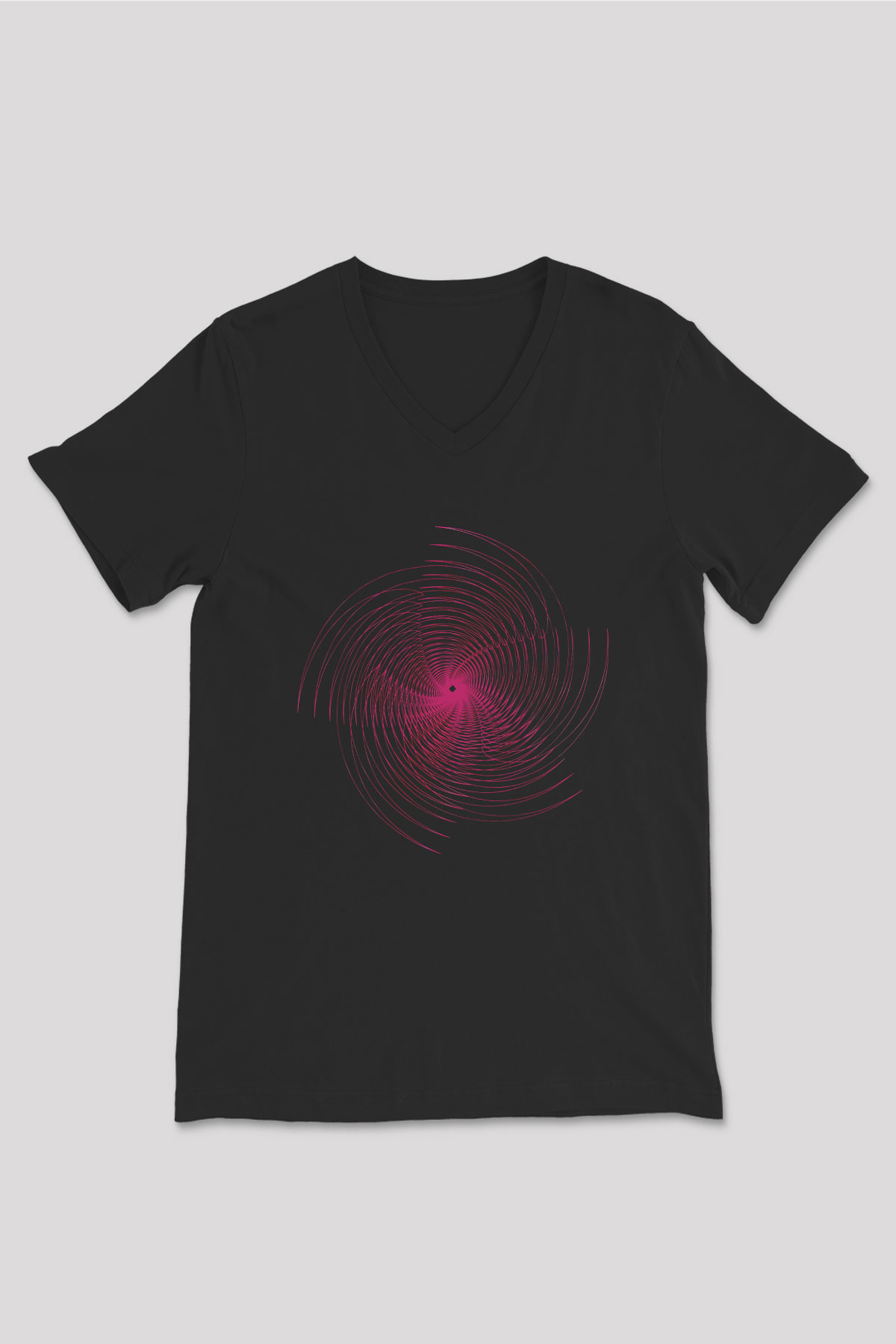 Spiral Siyah Unisex V Yaka Tişört T-Shirt