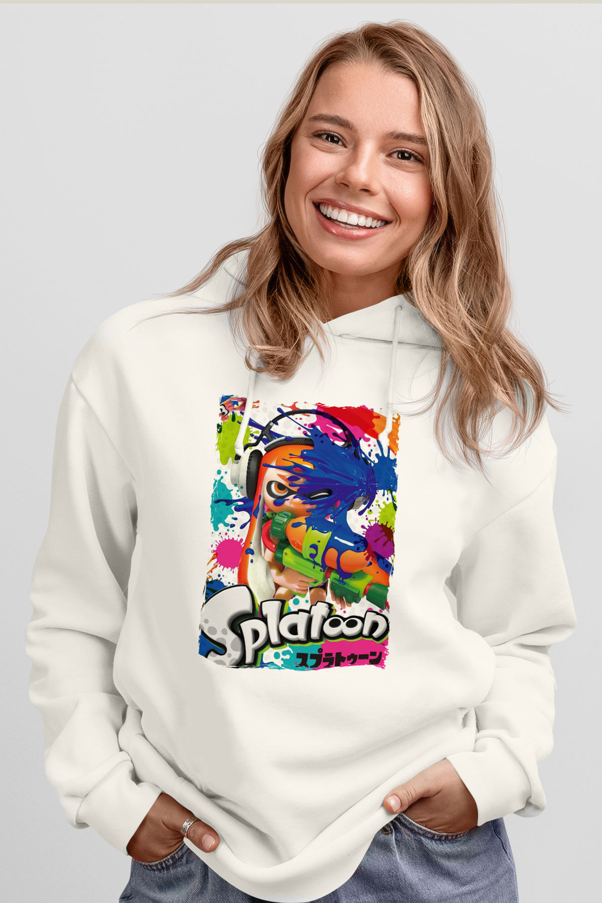 Splatoon Beyaz Unisex Hoodie