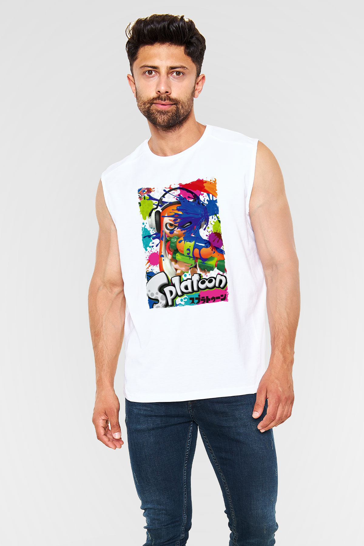 Splatoon Beyaz Unisex Kolsuz Tişört