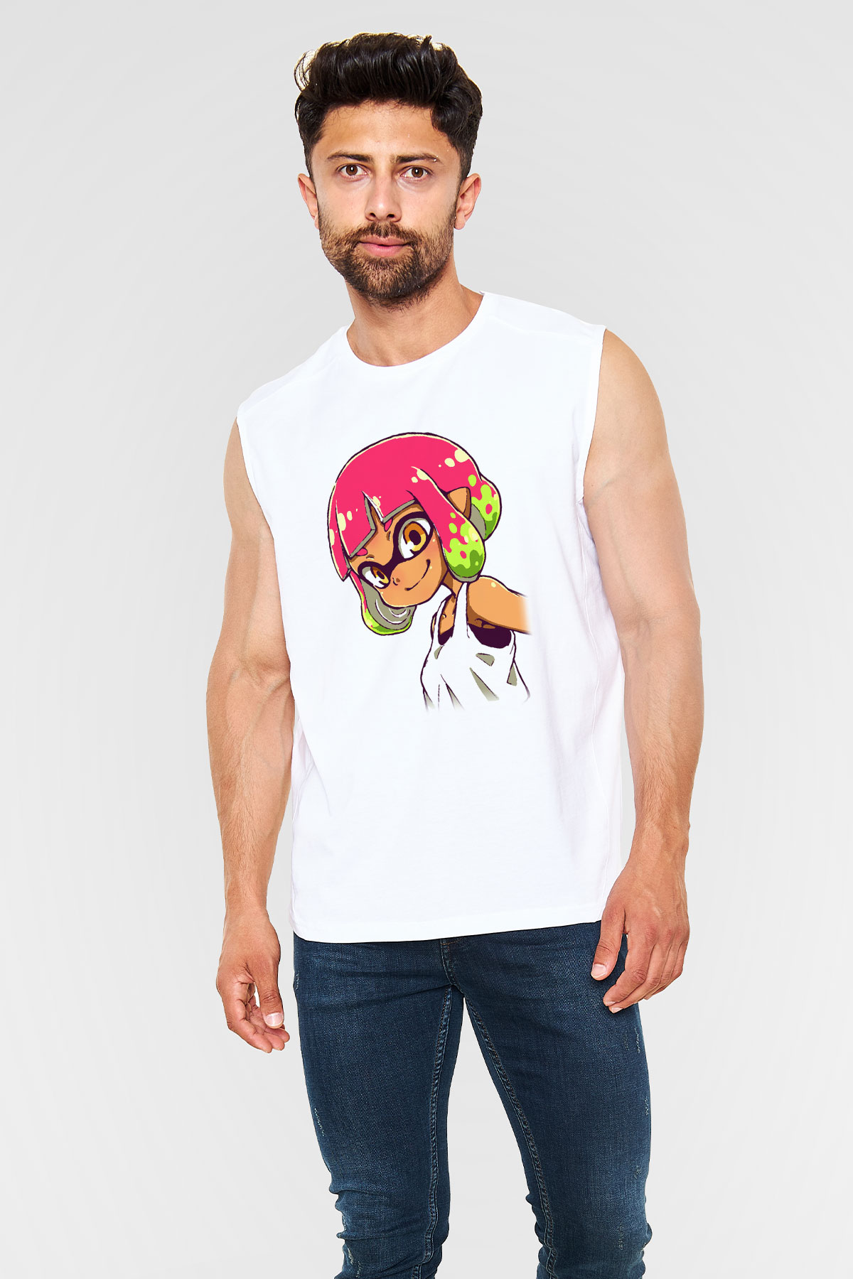 Splatoon Beyaz Unisex Kolsuz Tişört