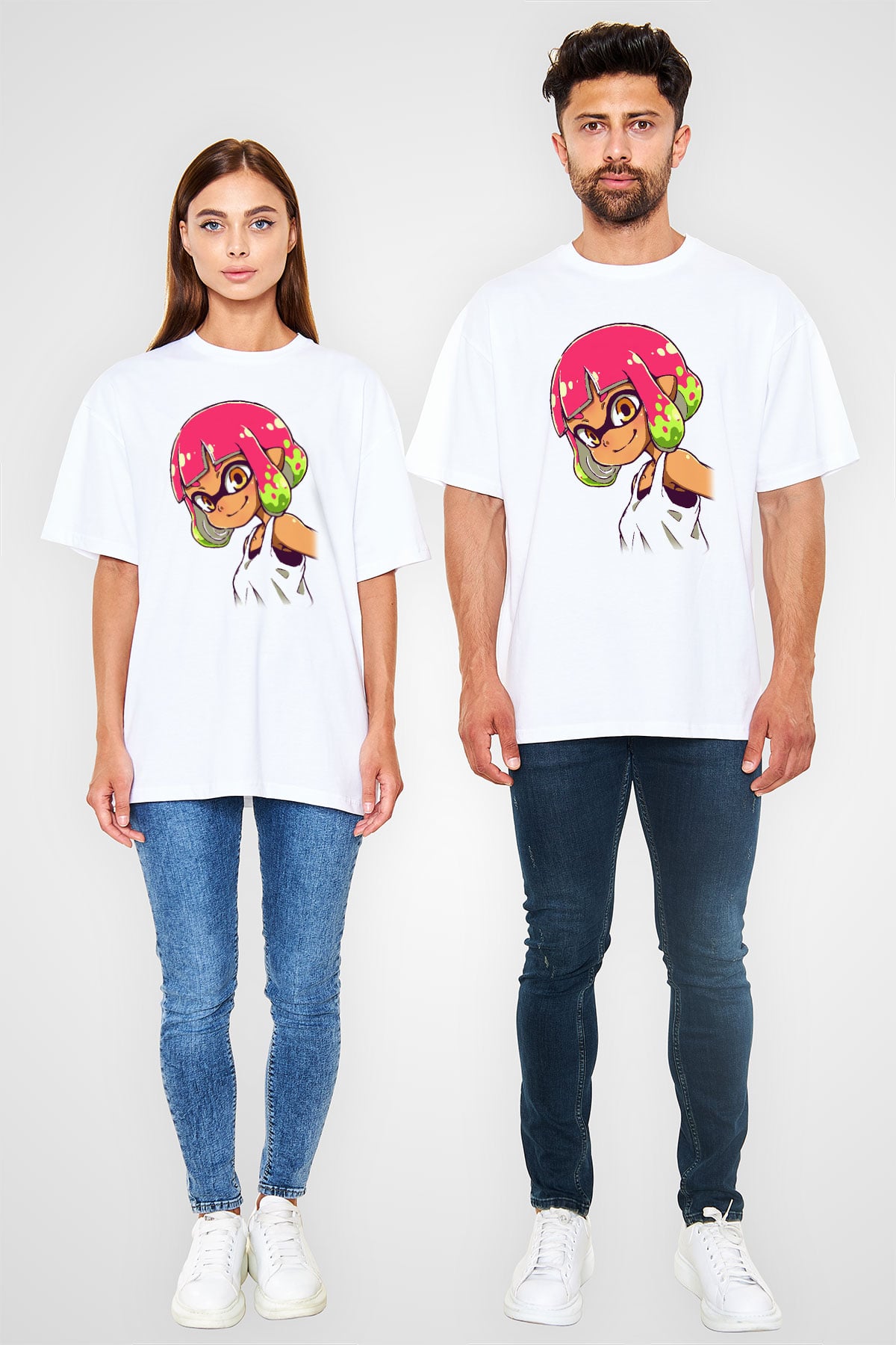 Splatoon Beyaz Unisex Oversize Tişört T-Shirt