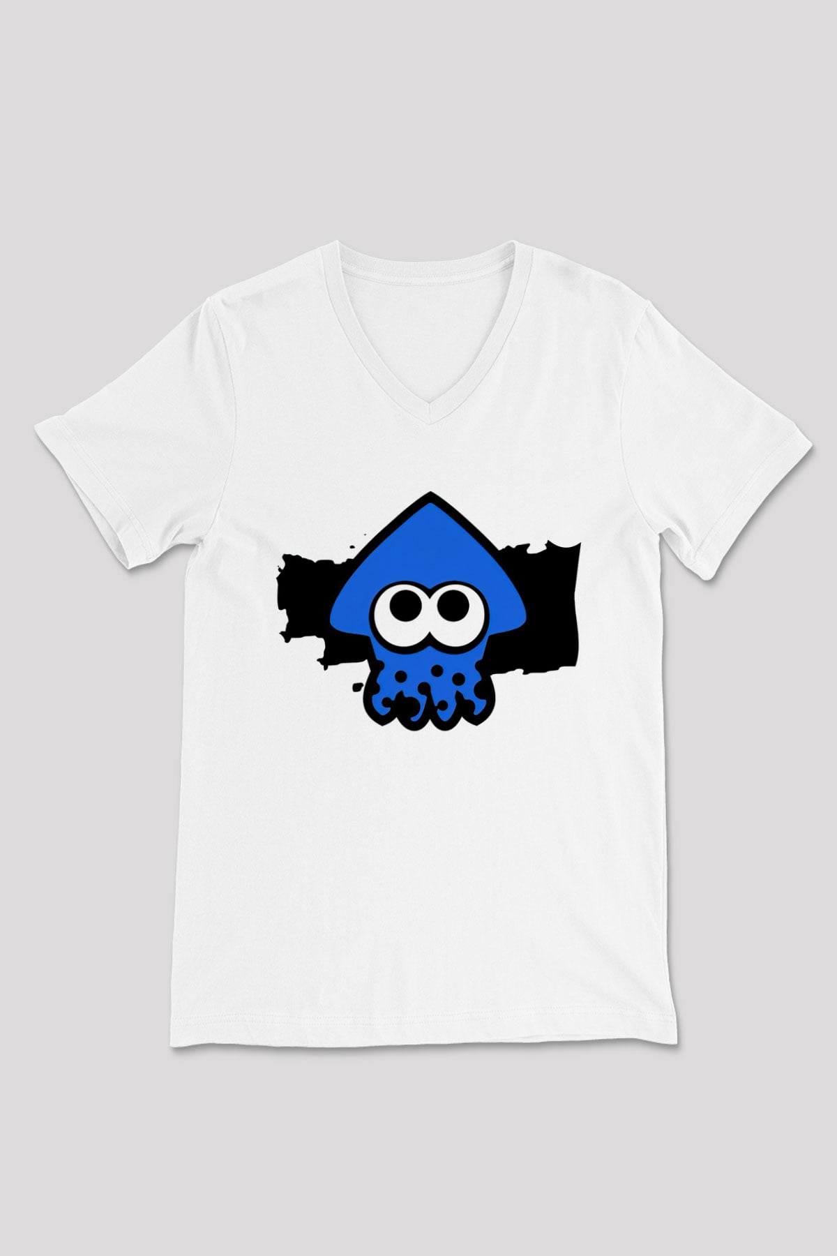 Splatoon Beyaz Unisex V Yaka Tişört T-Shirt