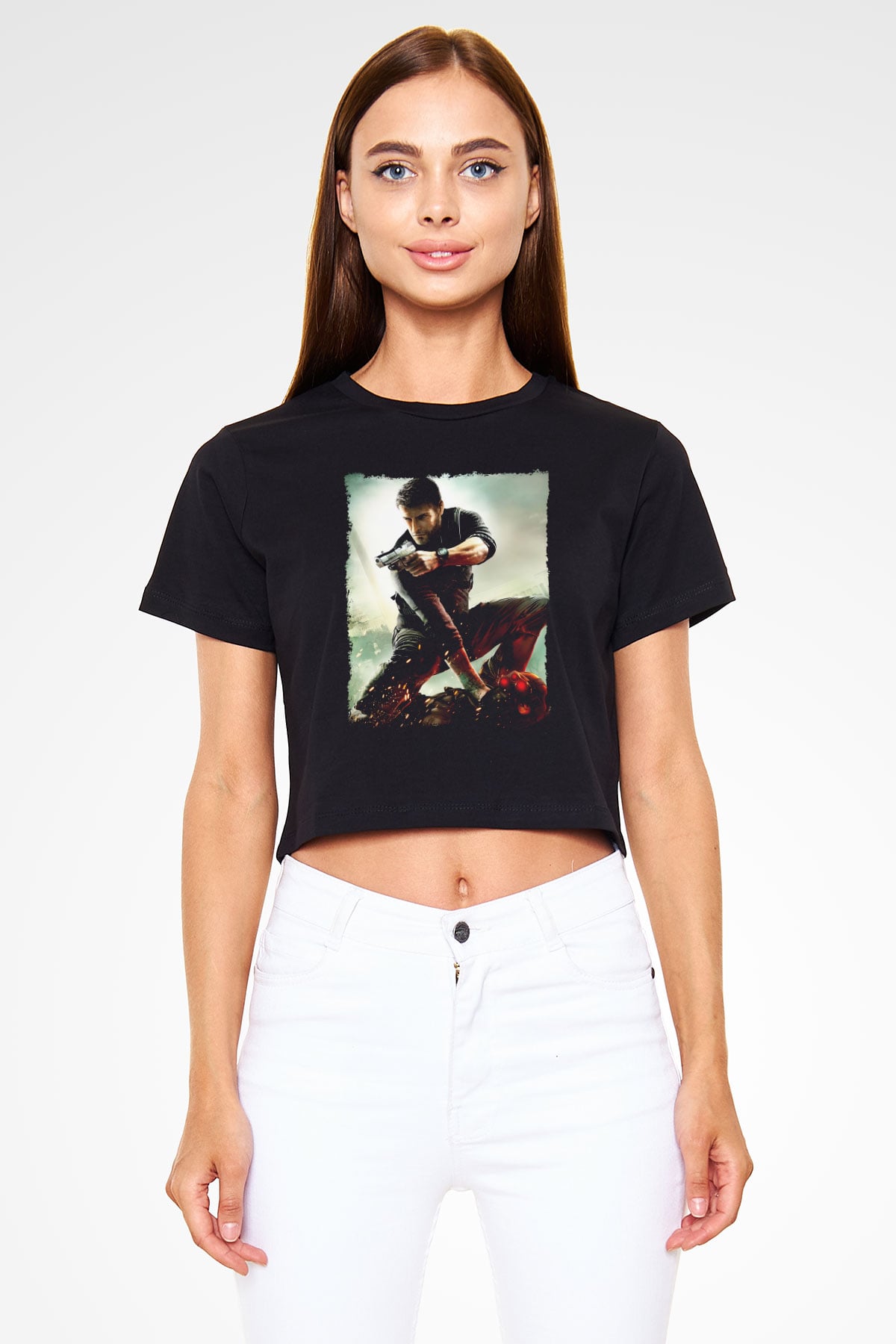 Splinter Cell Siyah  Crop Top Tişört