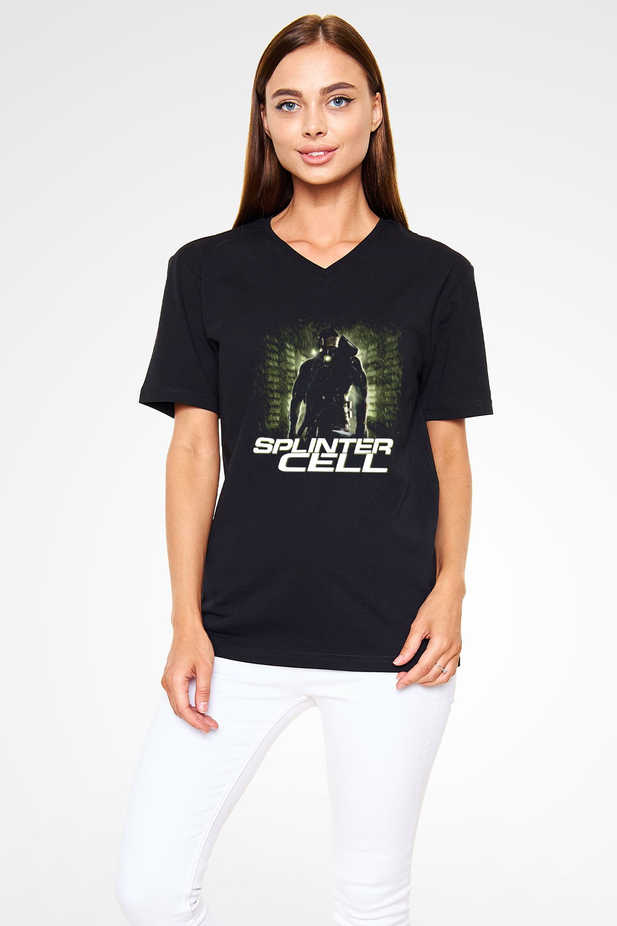 Splinter Cell Siyah Unisex V Yaka Tişört