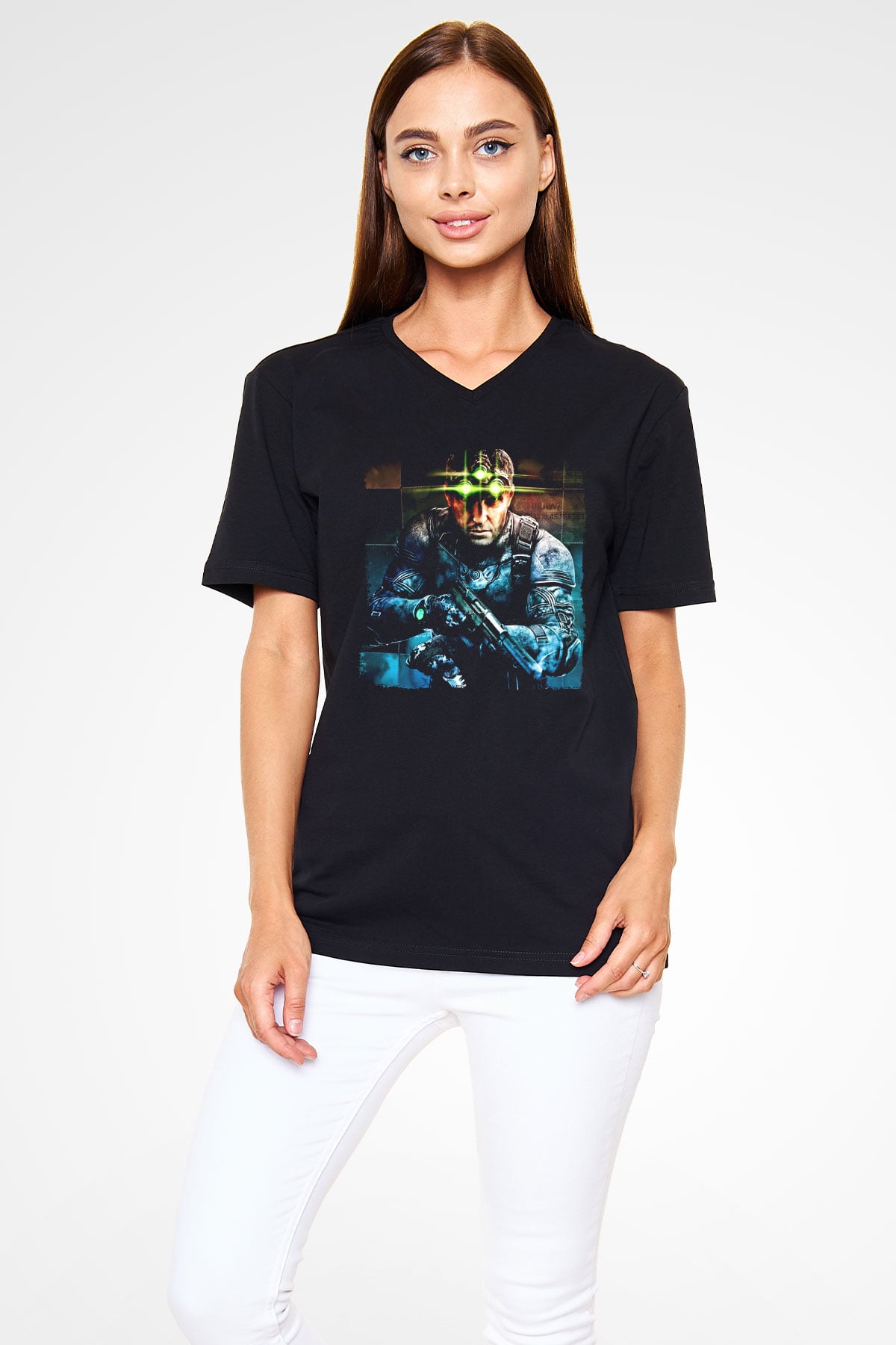 Splinter Cell Siyah Unisex V Yaka Tişört