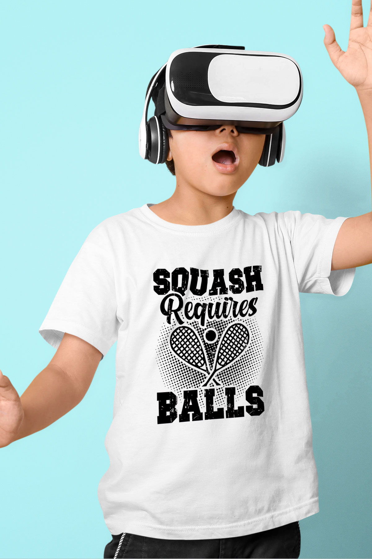 Squash Baskılı Unisex Beyaz Çocuk Tişört - Tshirt