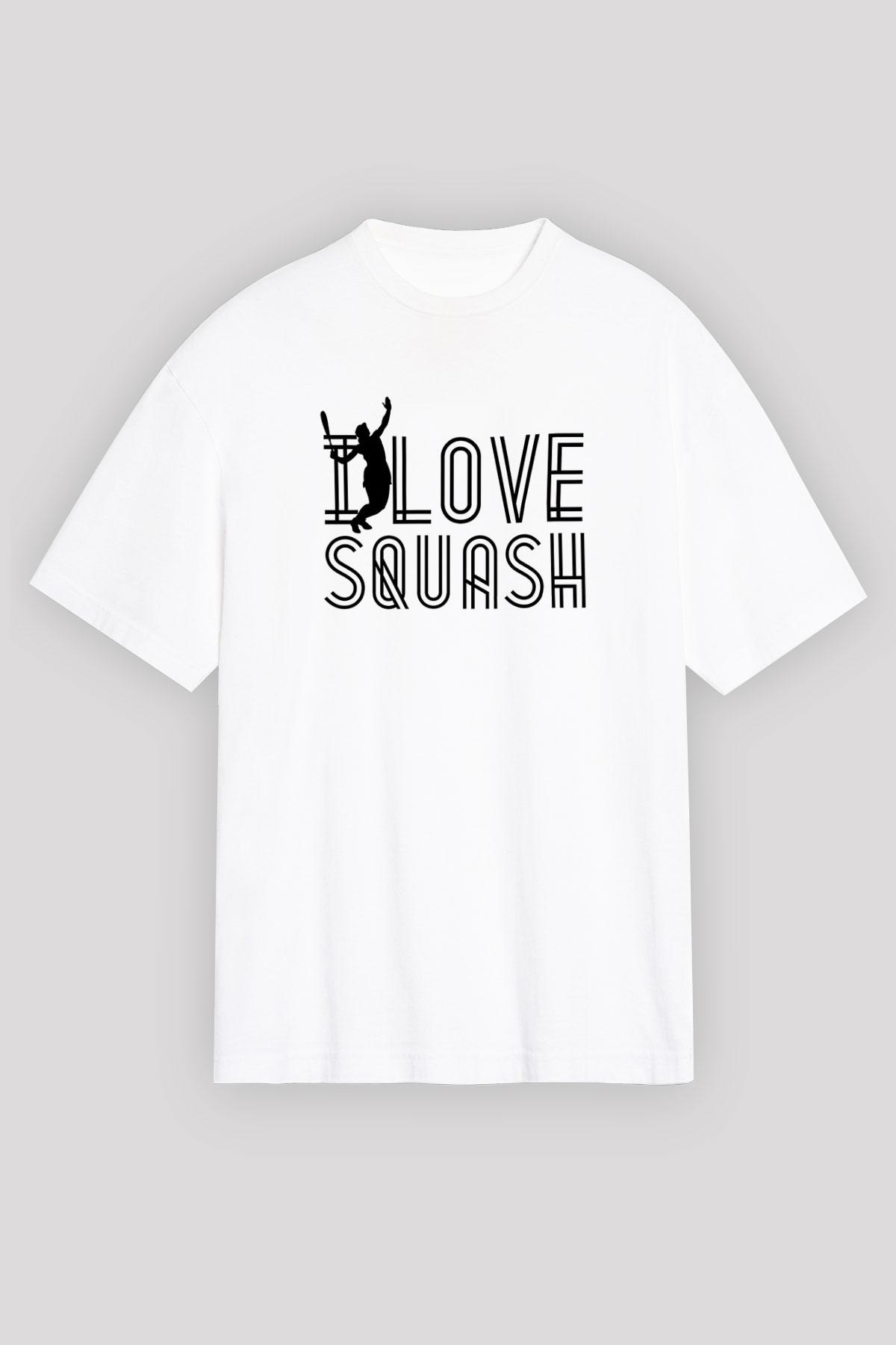 Squash Baskılı Unisex Beyaz Oversize Tişört - Tshirt