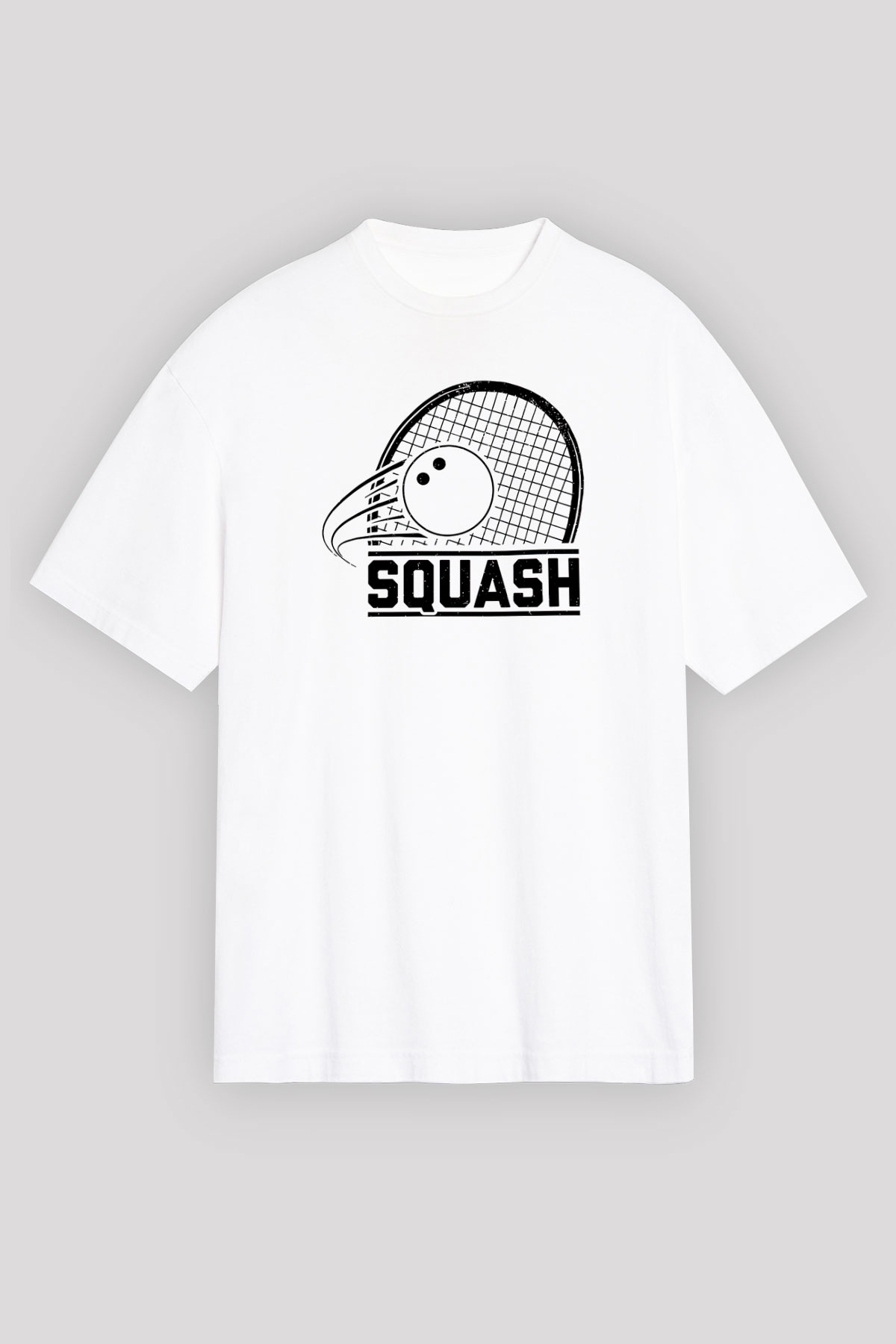 Squash Baskılı Unisex Beyaz Oversize Tişört - Tshirt