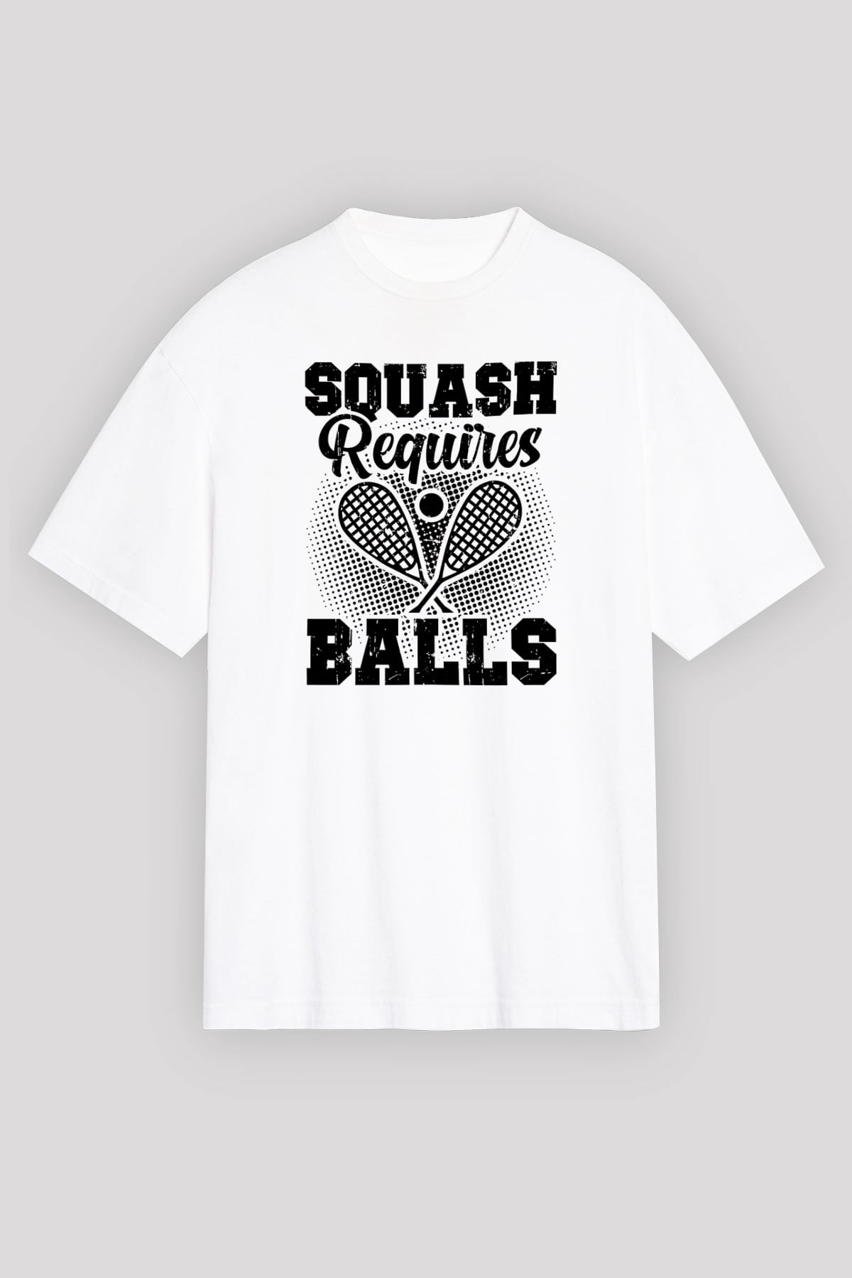 Squash Baskılı Unisex Beyaz Oversize Tişört - Tshirt