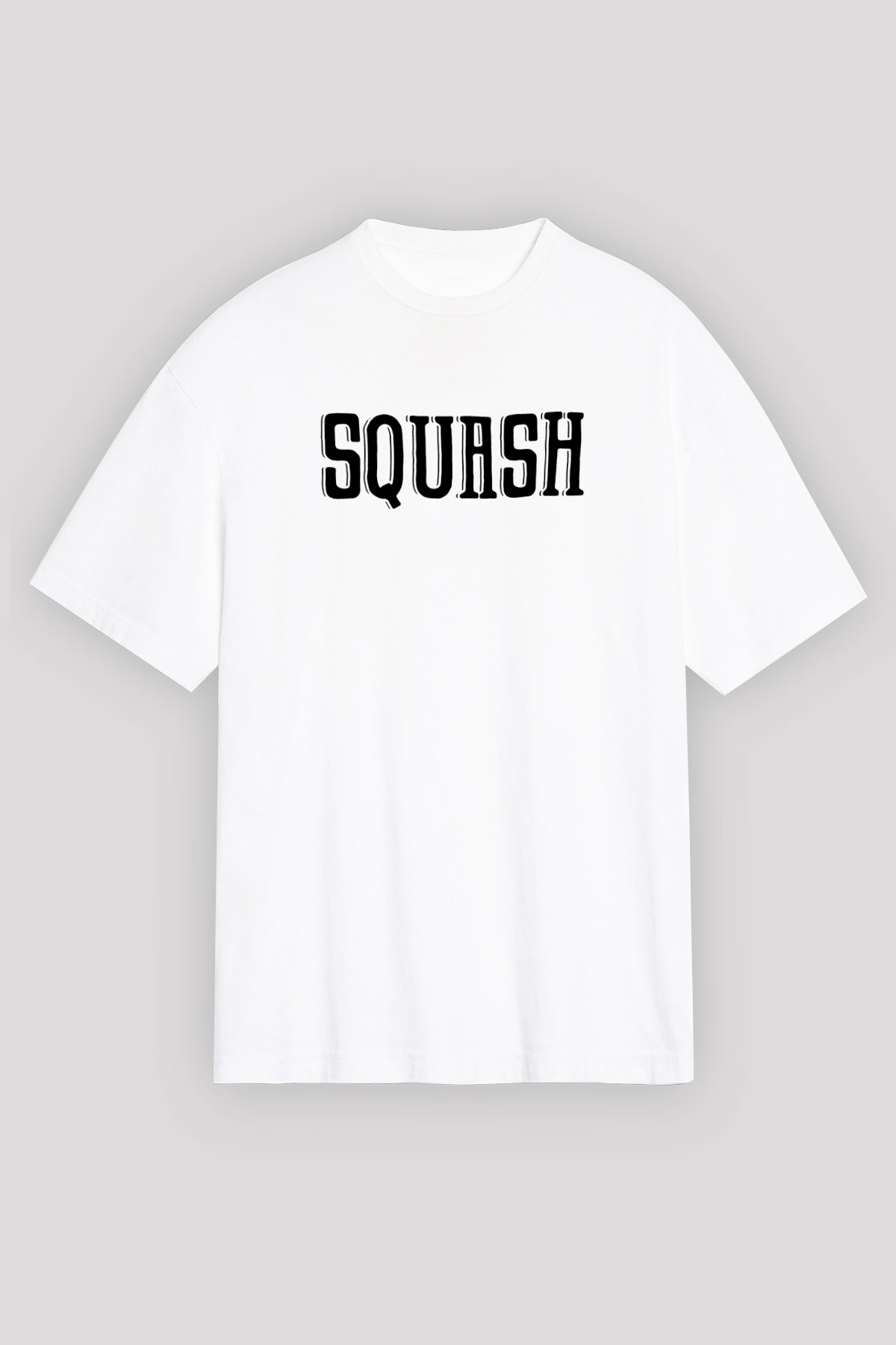 Squash Baskılı Unisex Beyaz Oversize Tişört - Tshirt