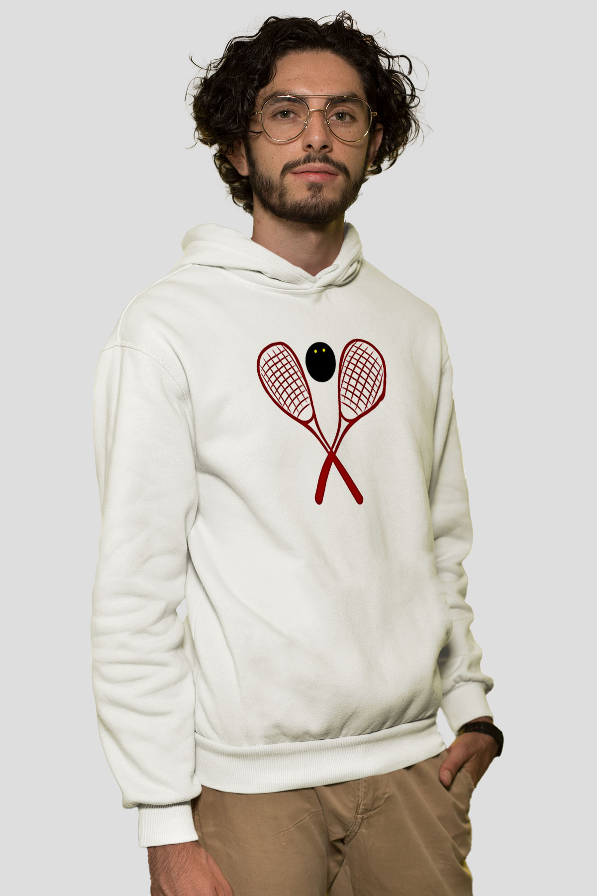 Squash Baskılı Unisex Ekru Hoodie