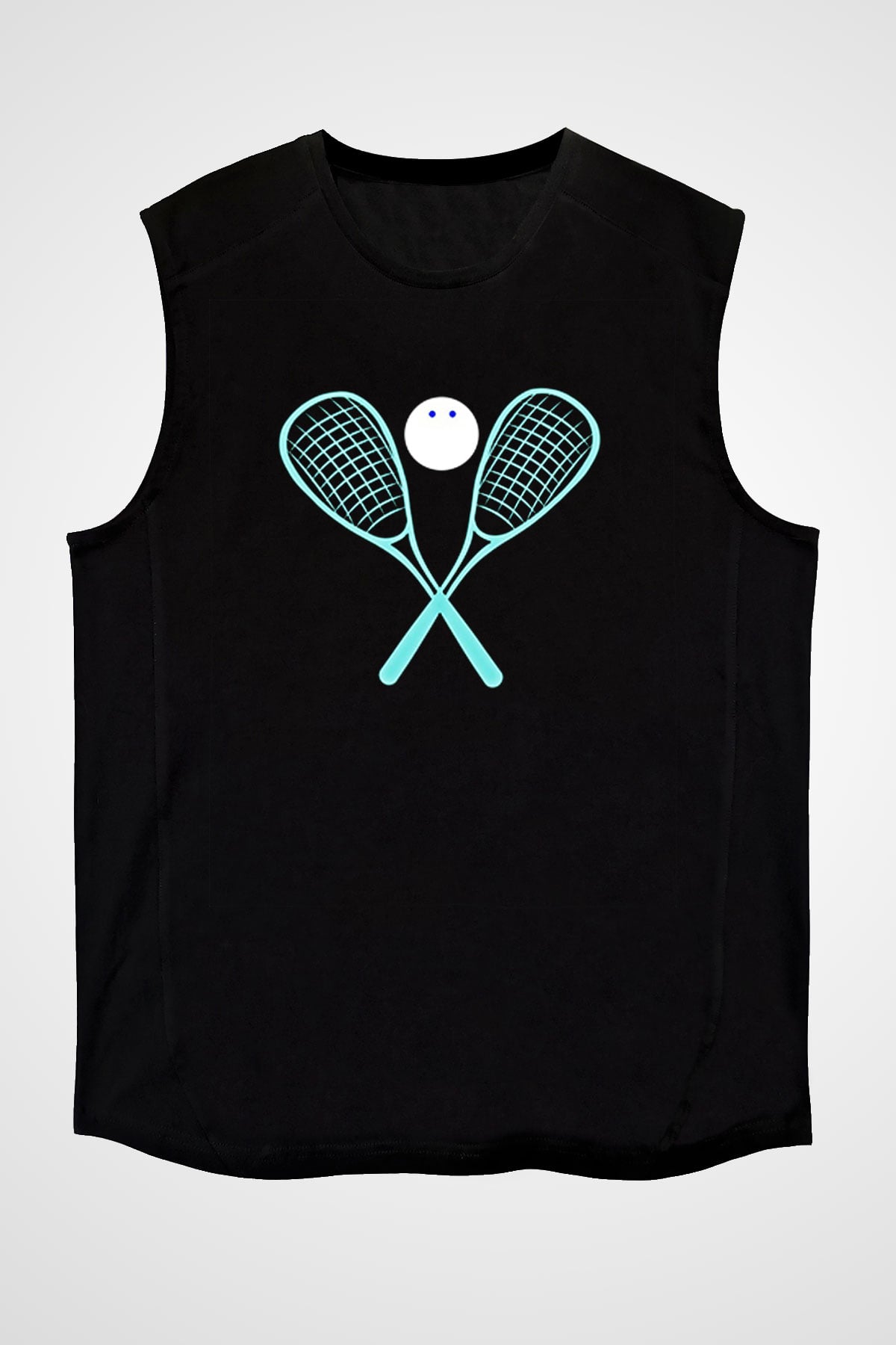 Squash Baskılı Unisex Siyah Kolsuz Tişört