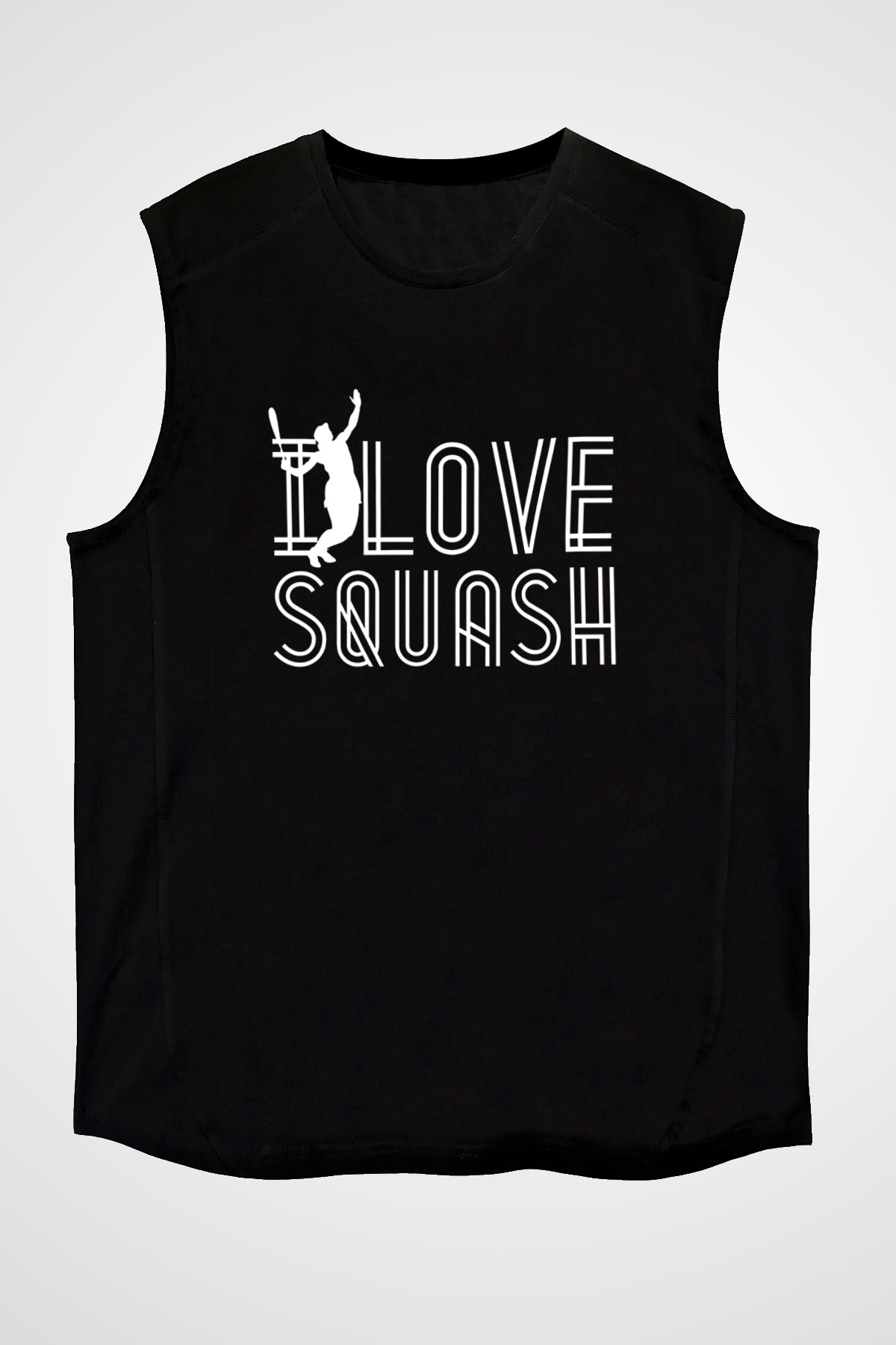 Squash Baskılı Unisex Siyah Kolsuz Tişört