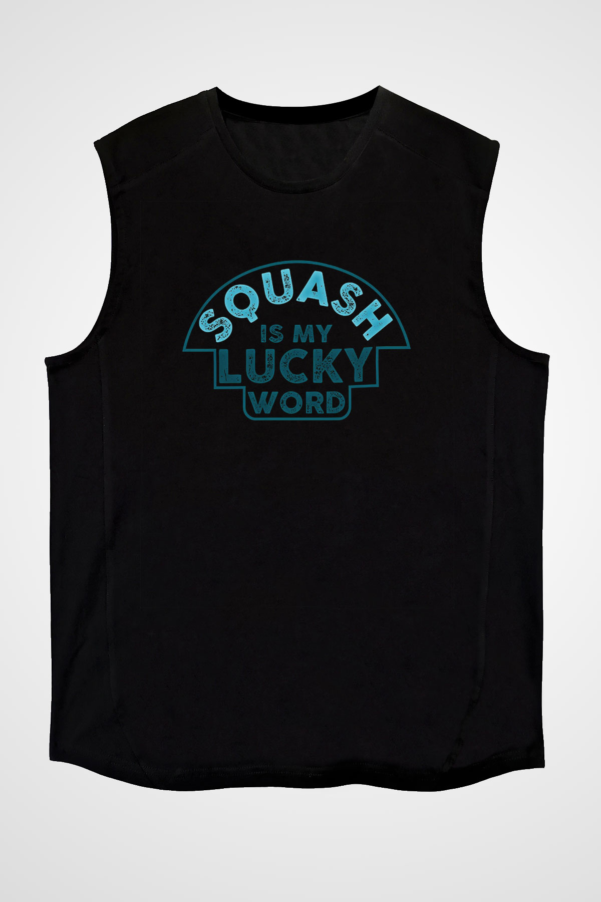 Squash Baskılı Unisex Siyah Kolsuz Tişört