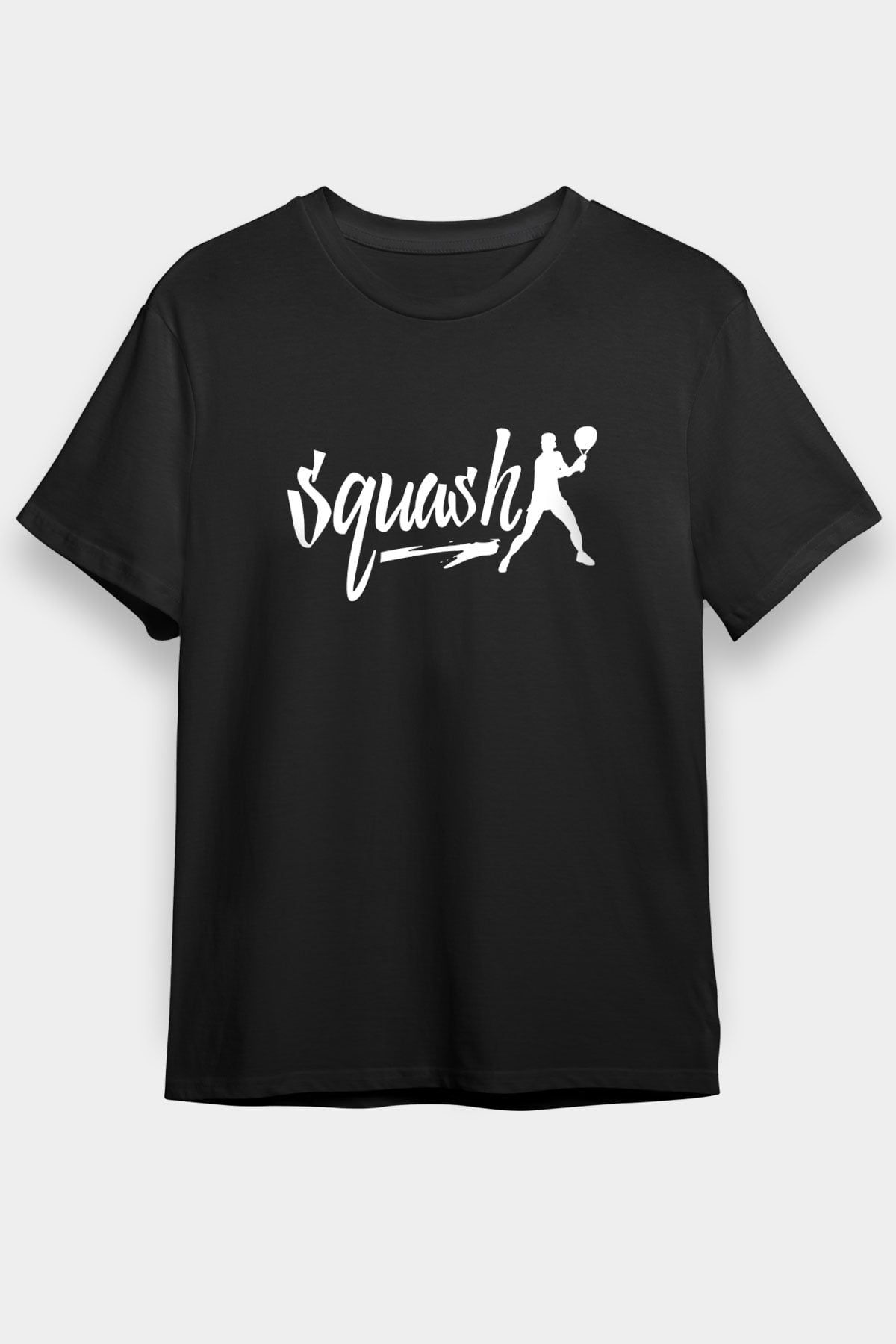 Squash Baskılı Unisex Siyah Tişört - Tshirt