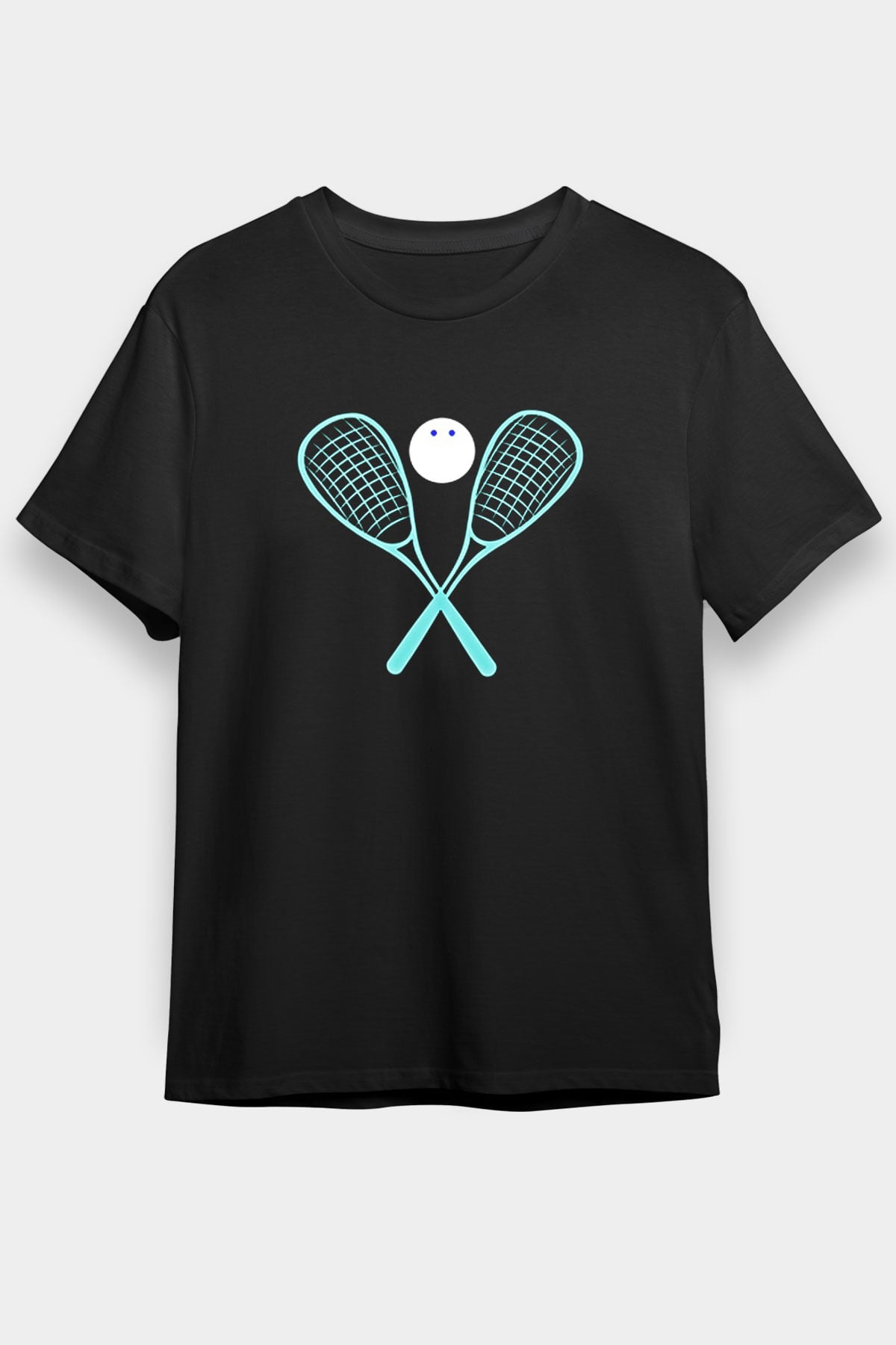 Squash Baskılı Unisex Siyah Tişört - Tshirt