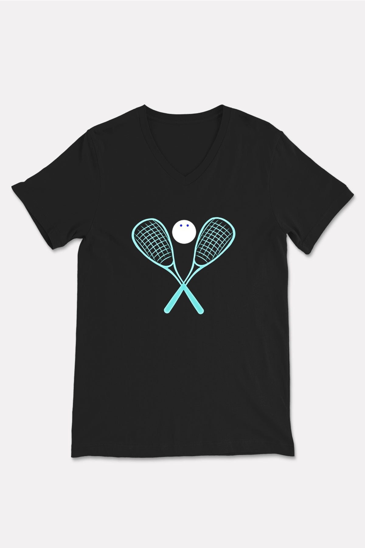Squash Baskılı Unisex Siyah V Yaka Tişört