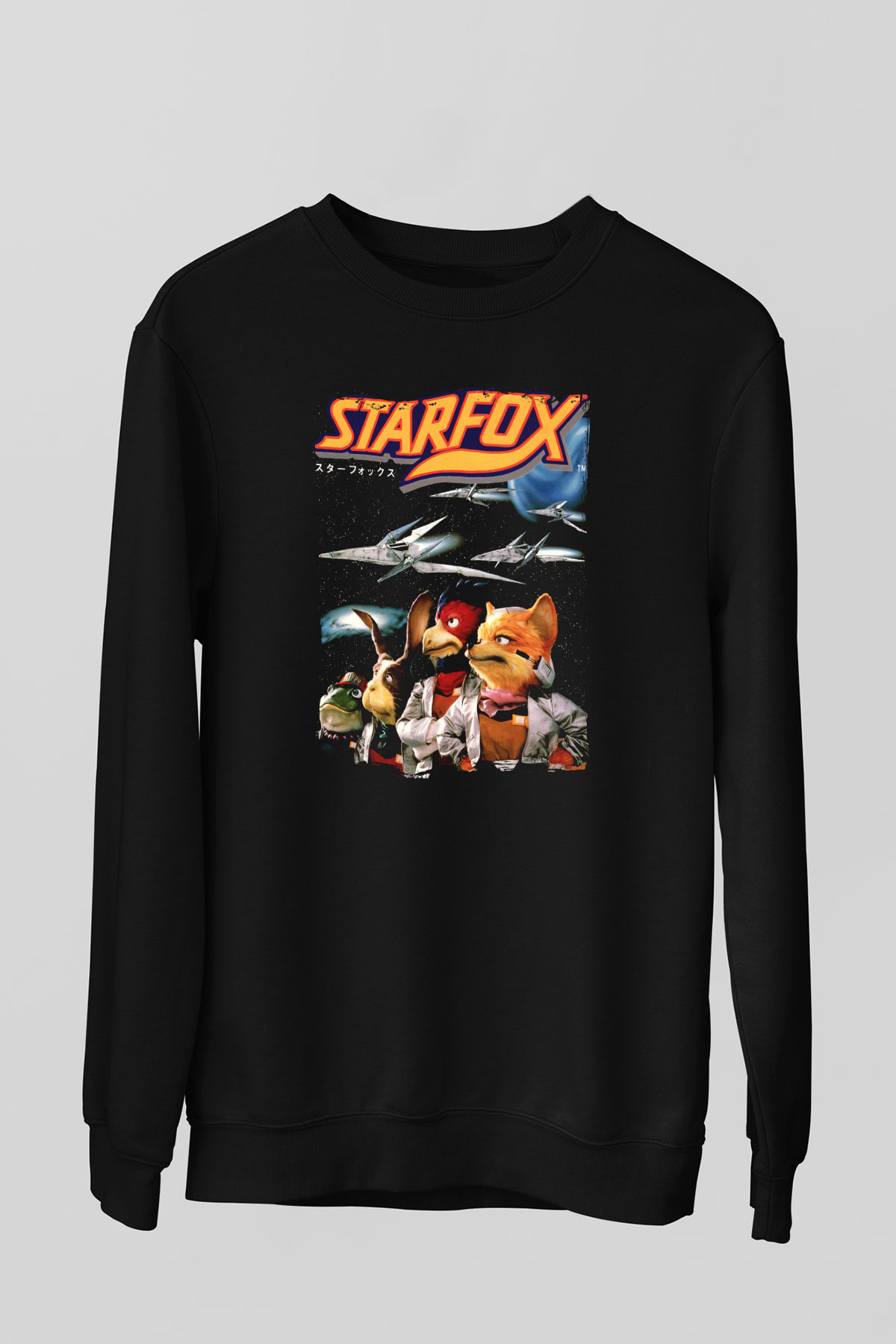 Star Fox Siyah Unisex Sweatshirt