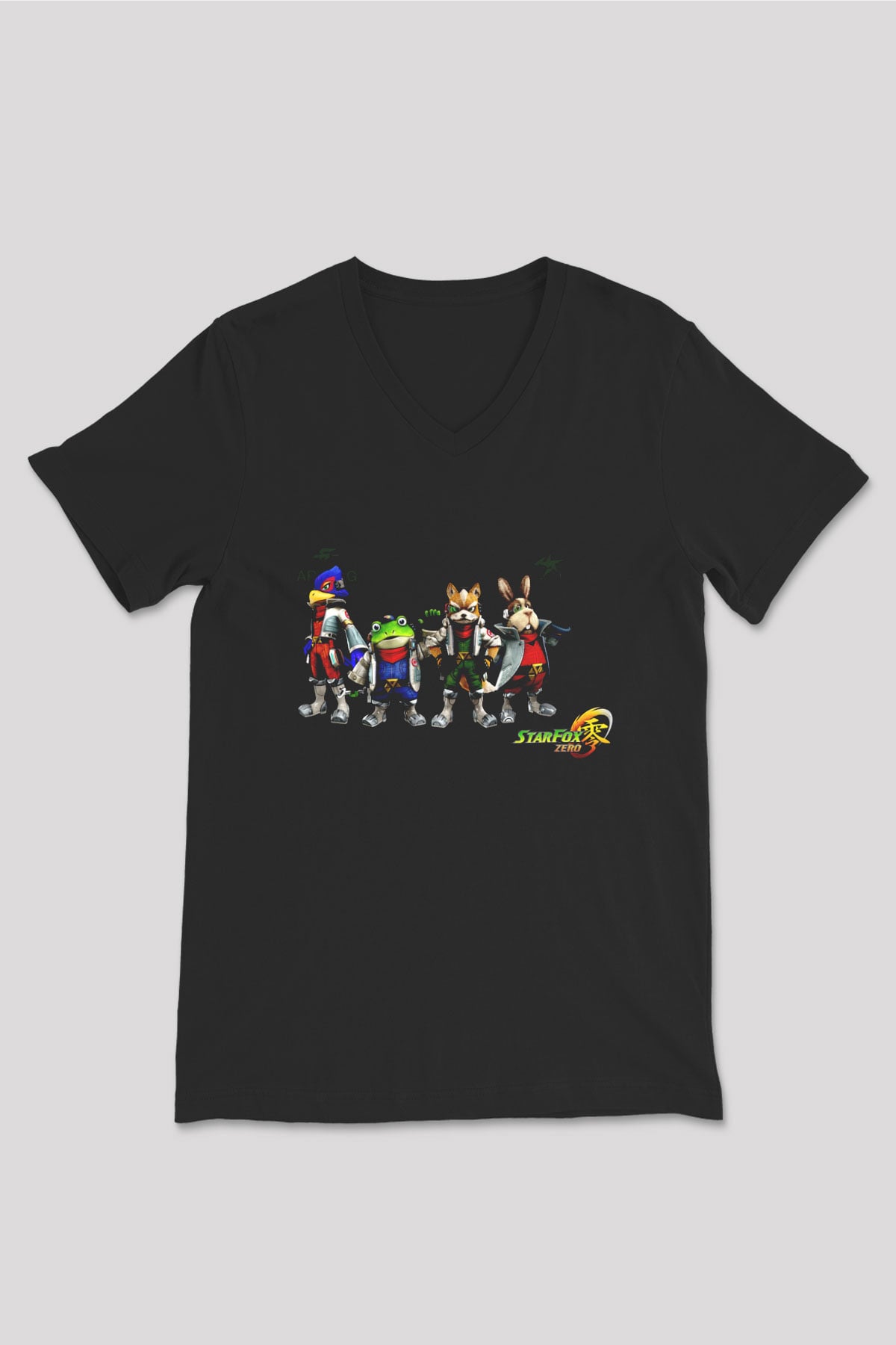 Star Fox Siyah Unisex V Yaka Tişört