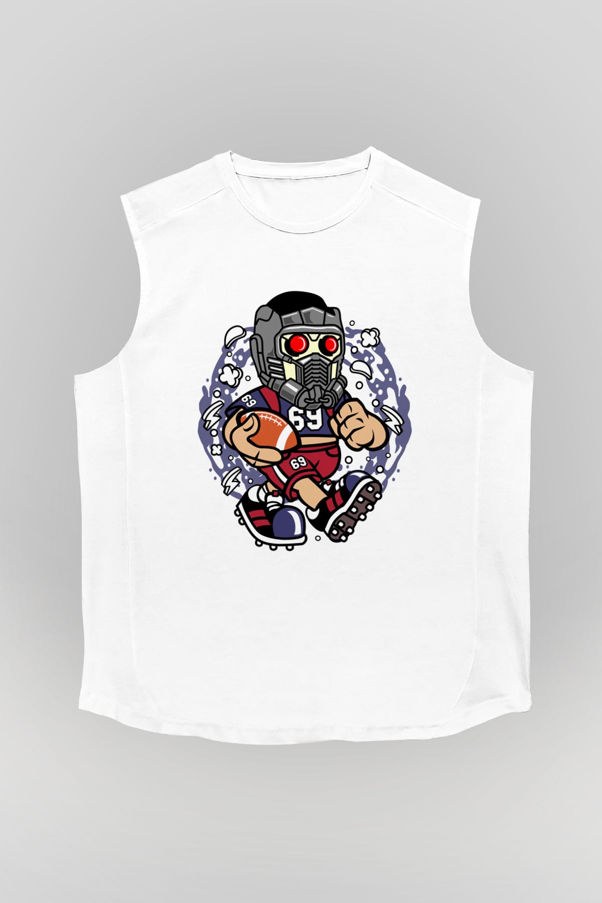 Star Lord Football Baskılı Beyaz Unisex Kolsuz Tişört
