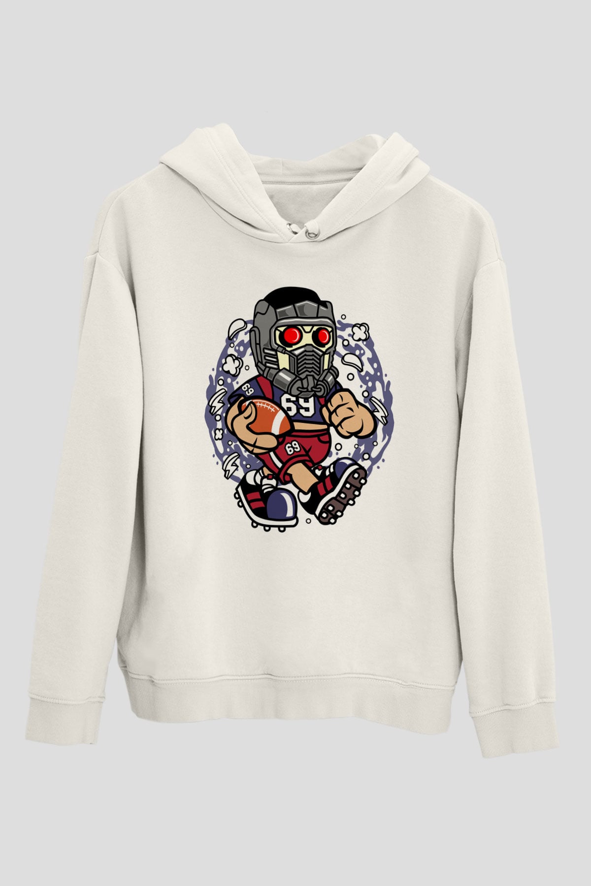 Star Lord Football Baskılı Beyaz Unisex Hoodie
