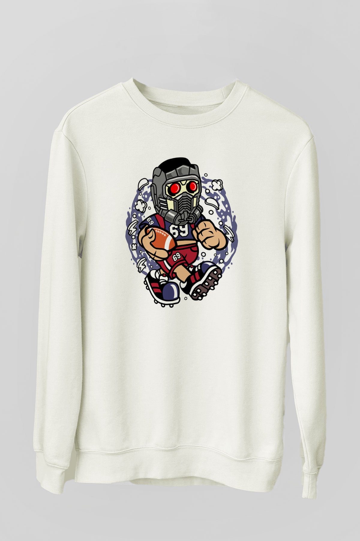 Star Lord Football Baskılı Beyaz Unisex Sweatshirt