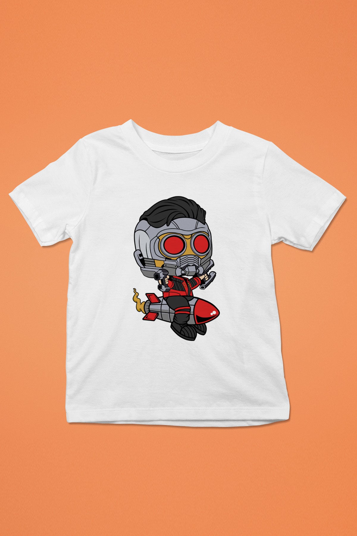 Star Lord Rocket Baskılı Beyaz Unisex Çocuk Tişört