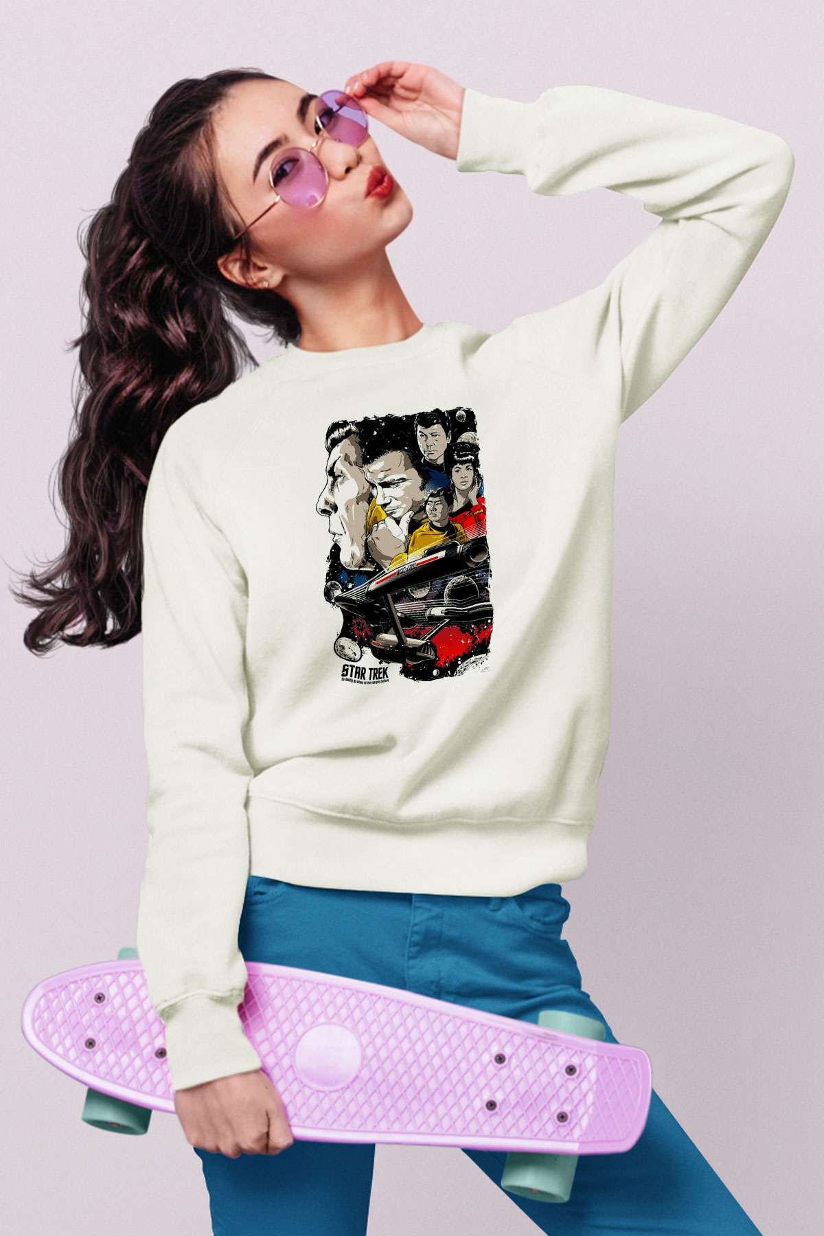 Star Trek Beyaz Unisex Sweatshirt