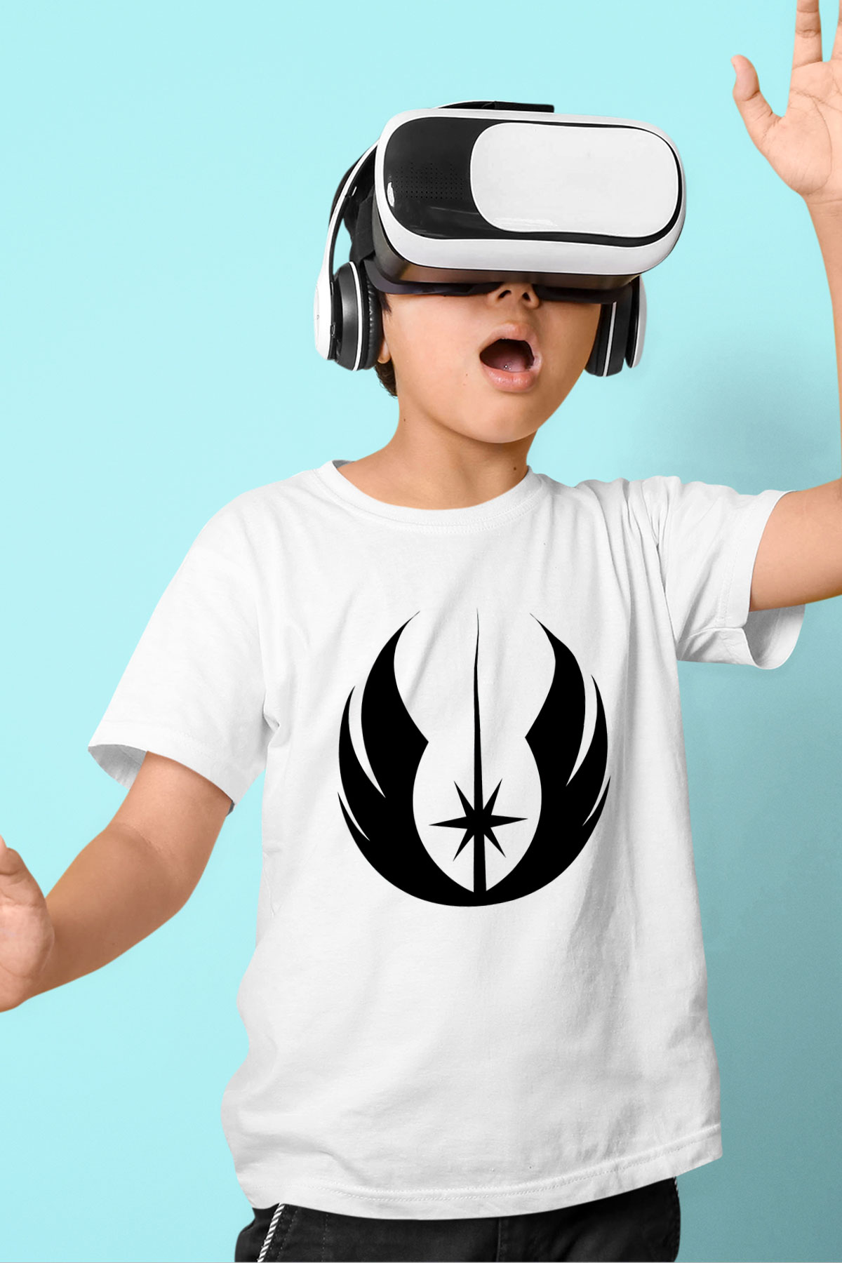 Star Wars Baskılı Beyaz Unisex Çocuk Tişört