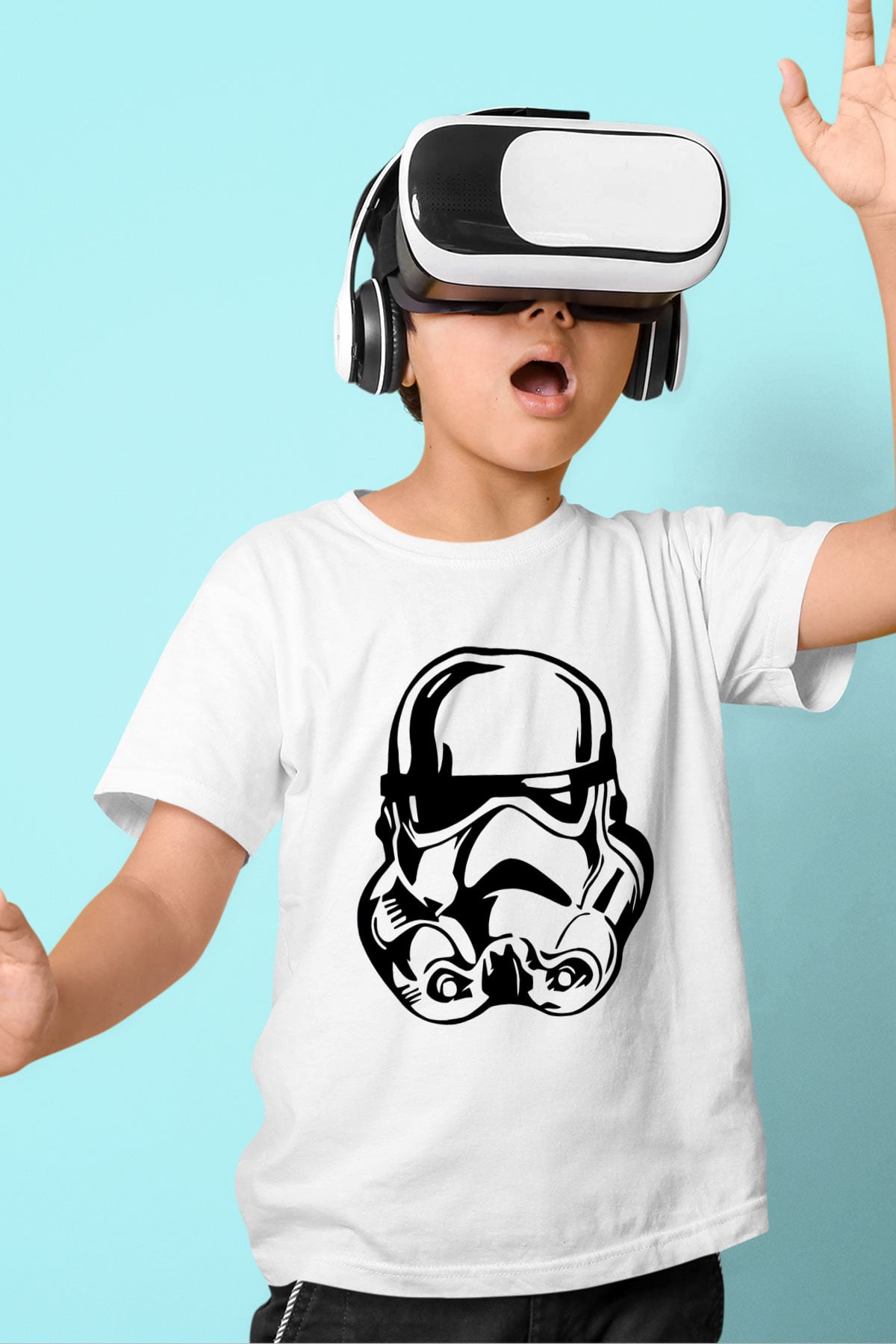 Star Wars Baskılı Beyaz Unisex Çocuk Tişört