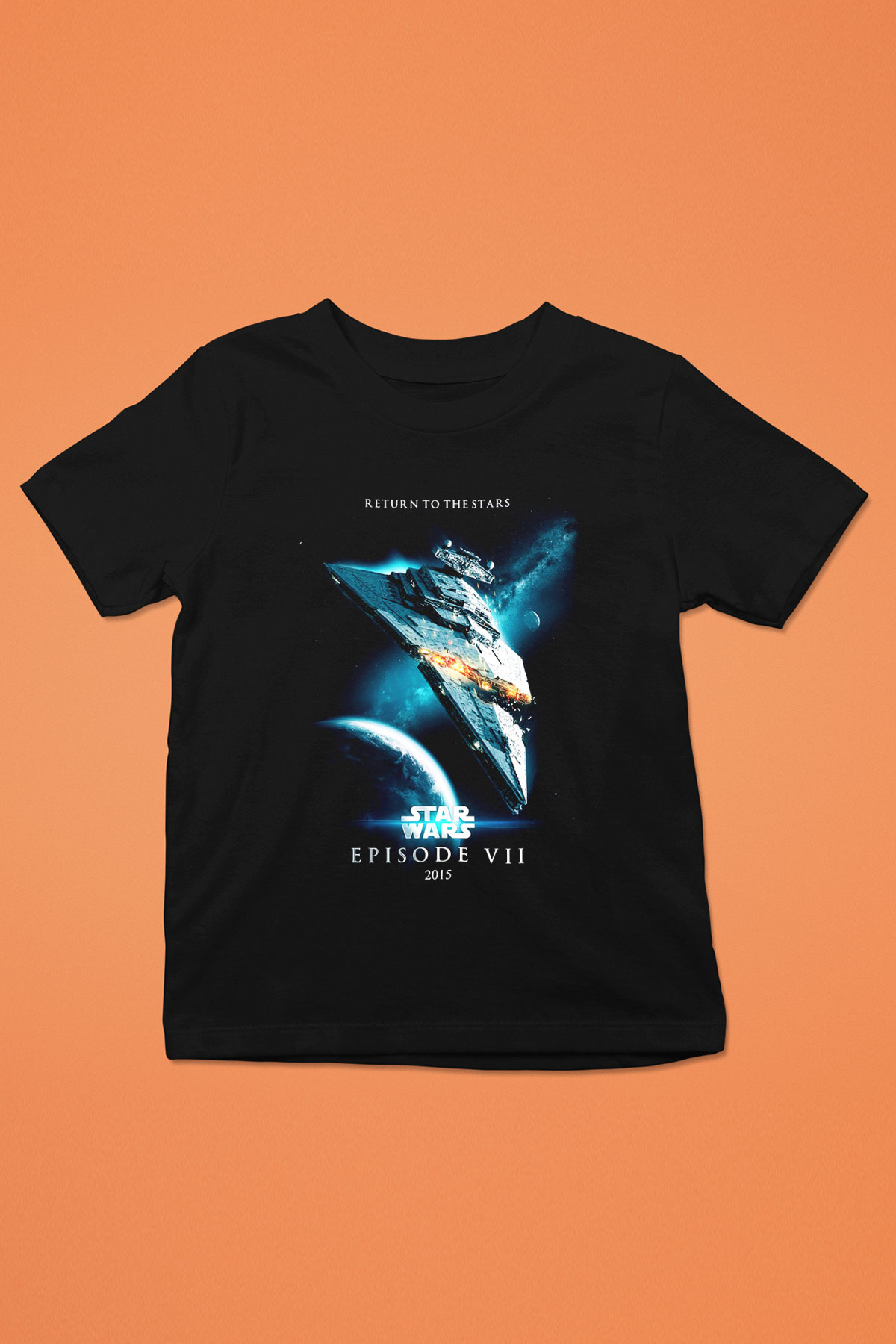 Star Wars Baskılı Siyah Unisex Çocuk Tişört