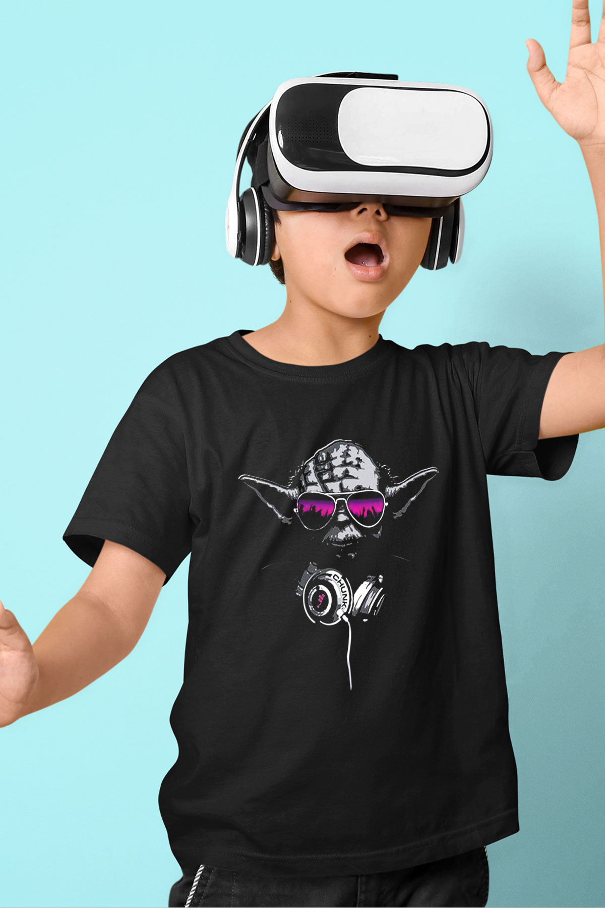 Star Wars Baskılı Siyah Unisex Çocuk Tişört
