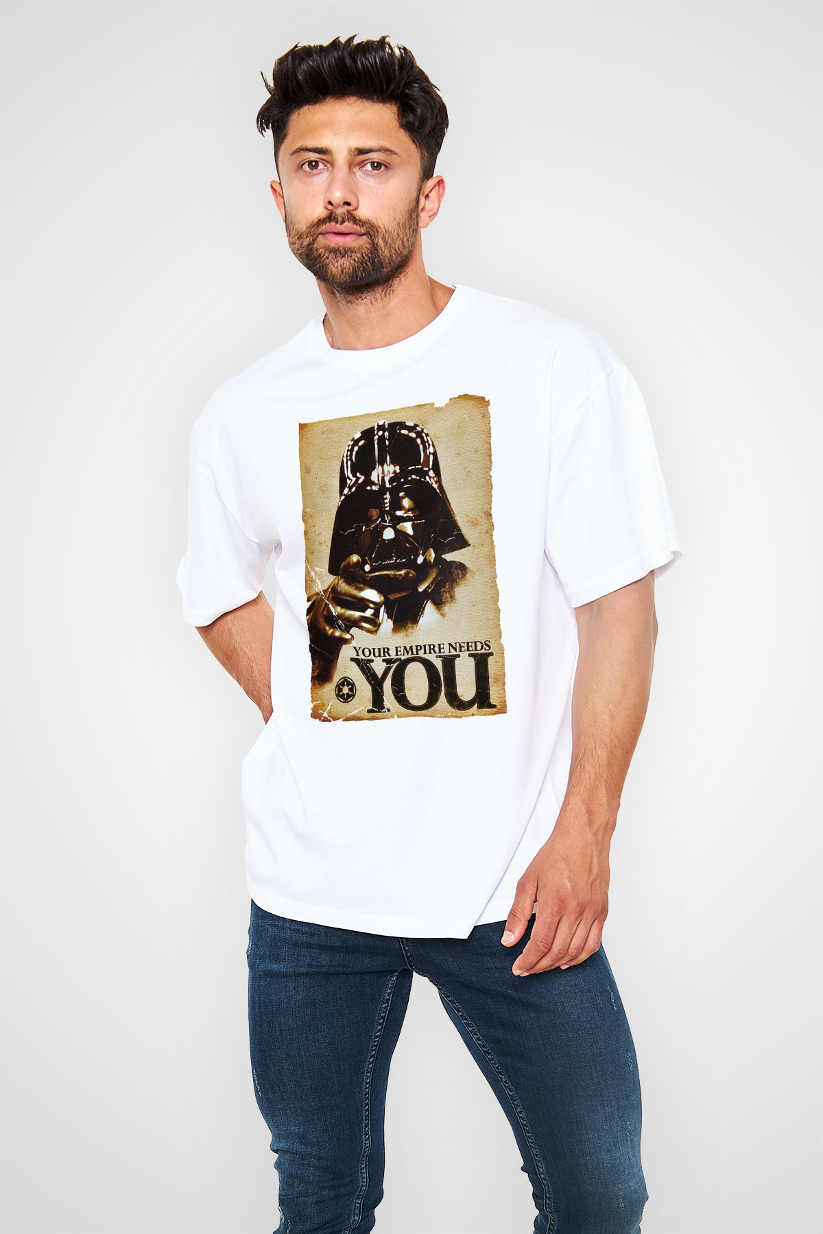 Star Wars Beyaz Unisex Oversize Tişört T-Shirt