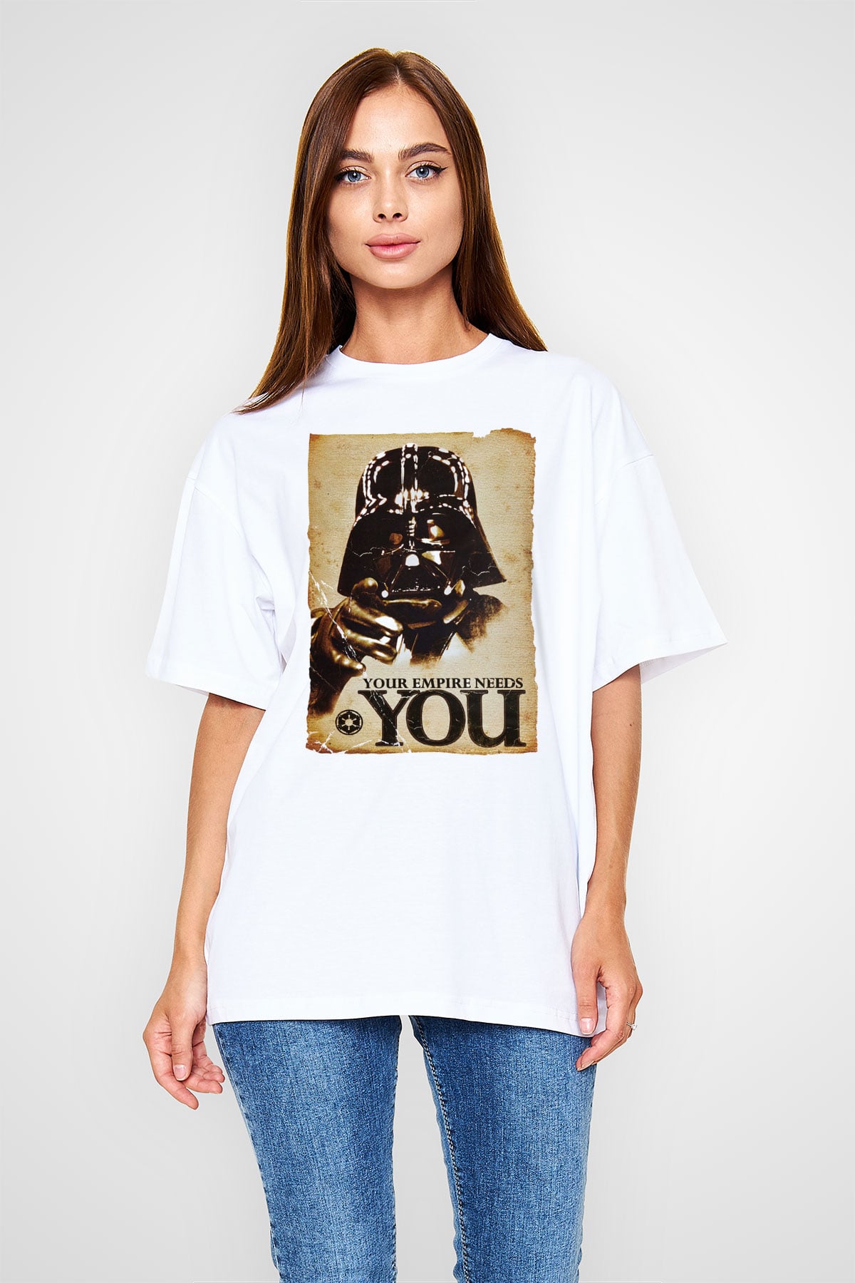 Star Wars Beyaz Unisex Oversize Tişört T-Shirt