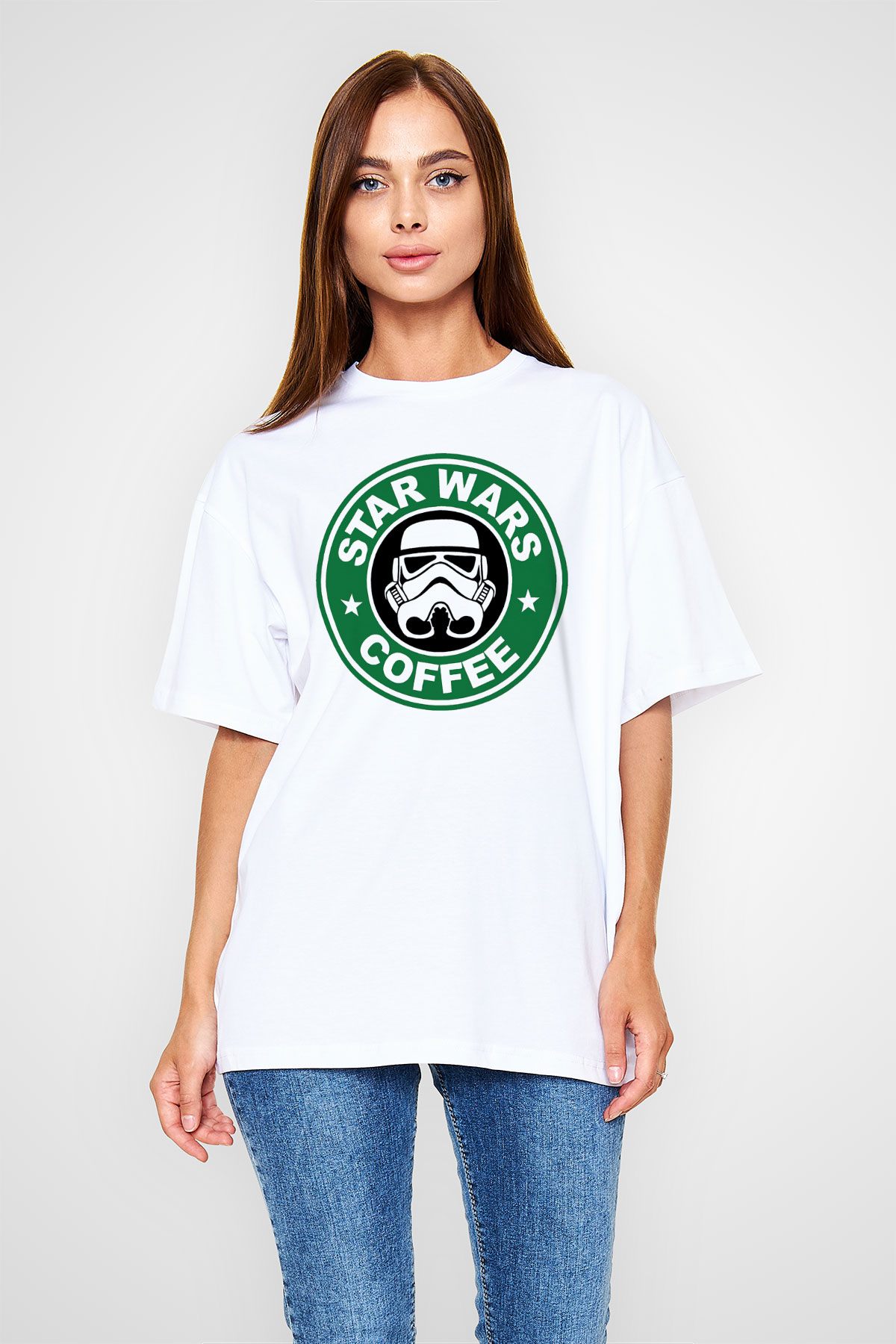 Star Wars Beyaz Unisex Oversize Tişört T-Shirt