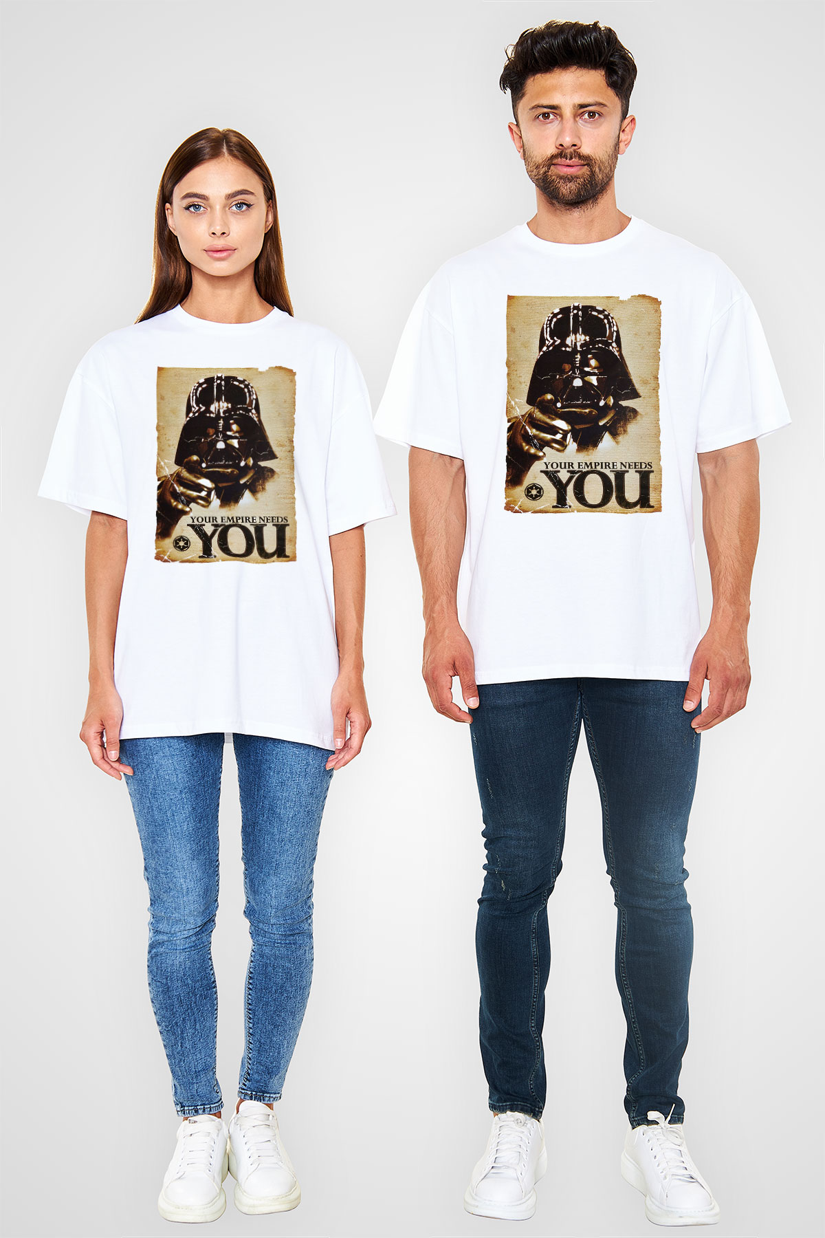 Star Wars Beyaz Unisex Oversize Tişört T-Shirt