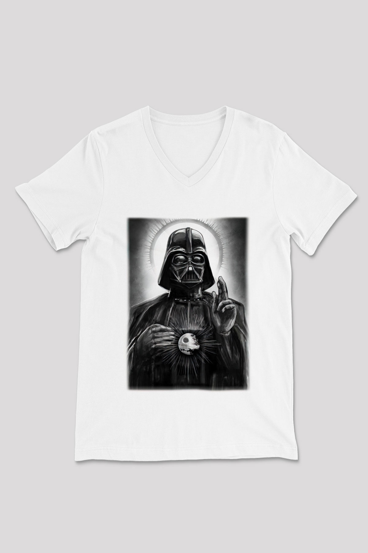 Star Wars Beyaz Unisex V Yaka Tişört T-Shirt