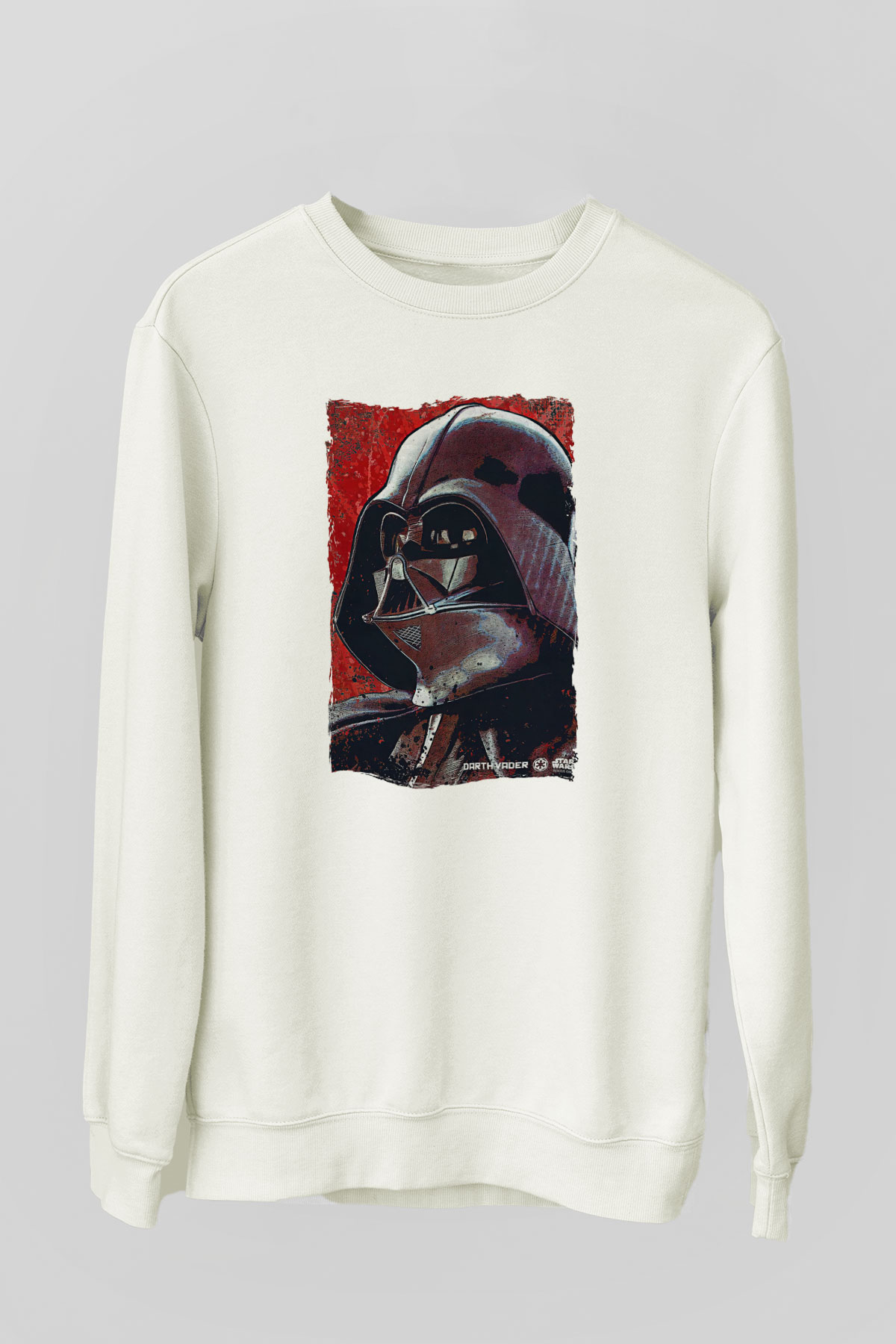 Star Wars (Dart Vader) Baskılı Beyaz Unisex Sweatshirt