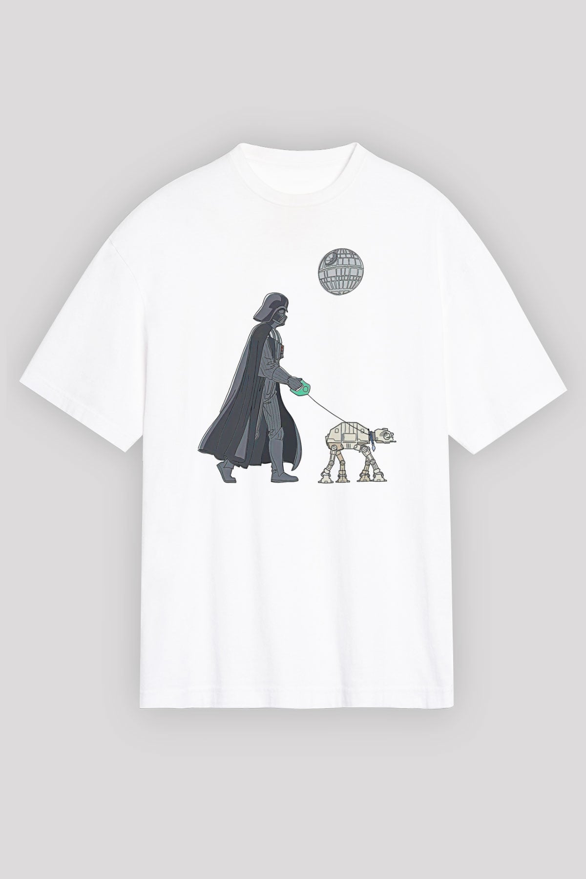 Star Wars (Dart Vader) Baskılı Beyaz Unisex Oversize Tişört - Tshirt