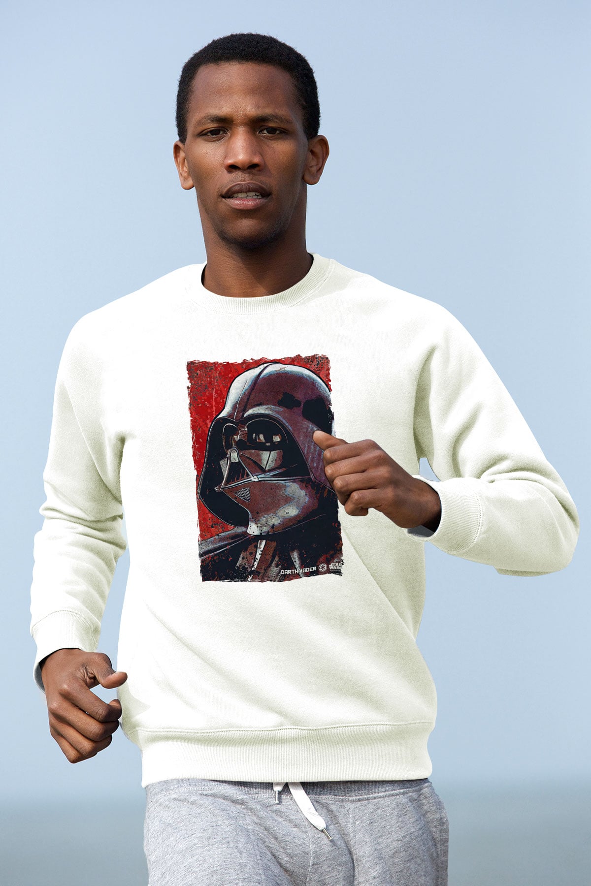 Star Wars (Dart Vader) Baskılı Beyaz Unisex Sweatshirt