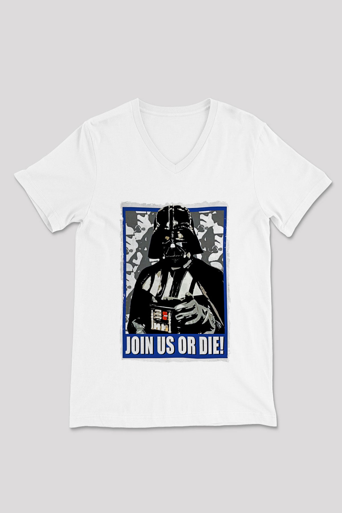 Star Wars (Dart Vader) Baskılı Beyaz Unisex V Yaka Tişört - Tshirt