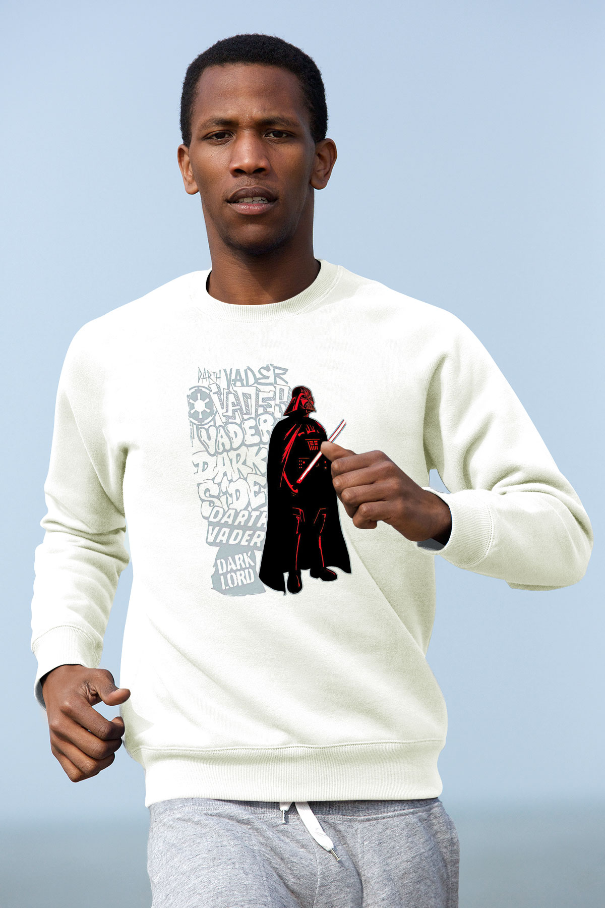 Star Wars (Dart Vader) Baskılı Beyaz Unisex Sweatshirt