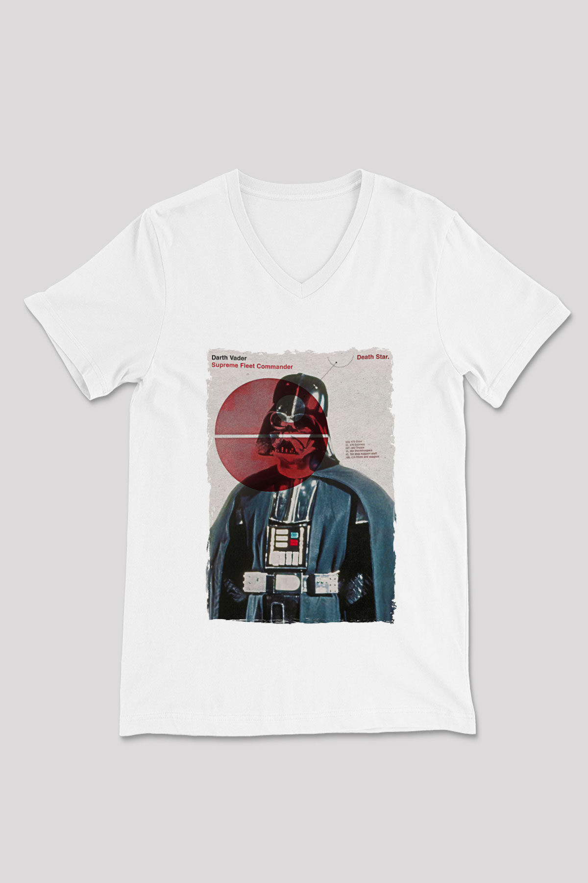 Star Wars (Dart Vader) Baskılı Beyaz Unisex V Yaka Tişört - Tshirt