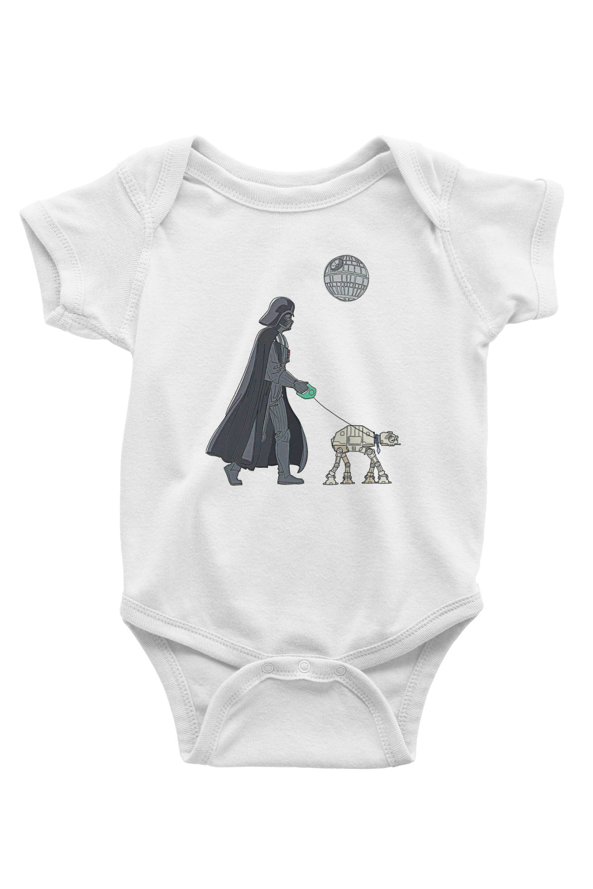 Star Wars (Dart Vader) Baskılı Beyaz Unisex Bebek Body - Zıbın