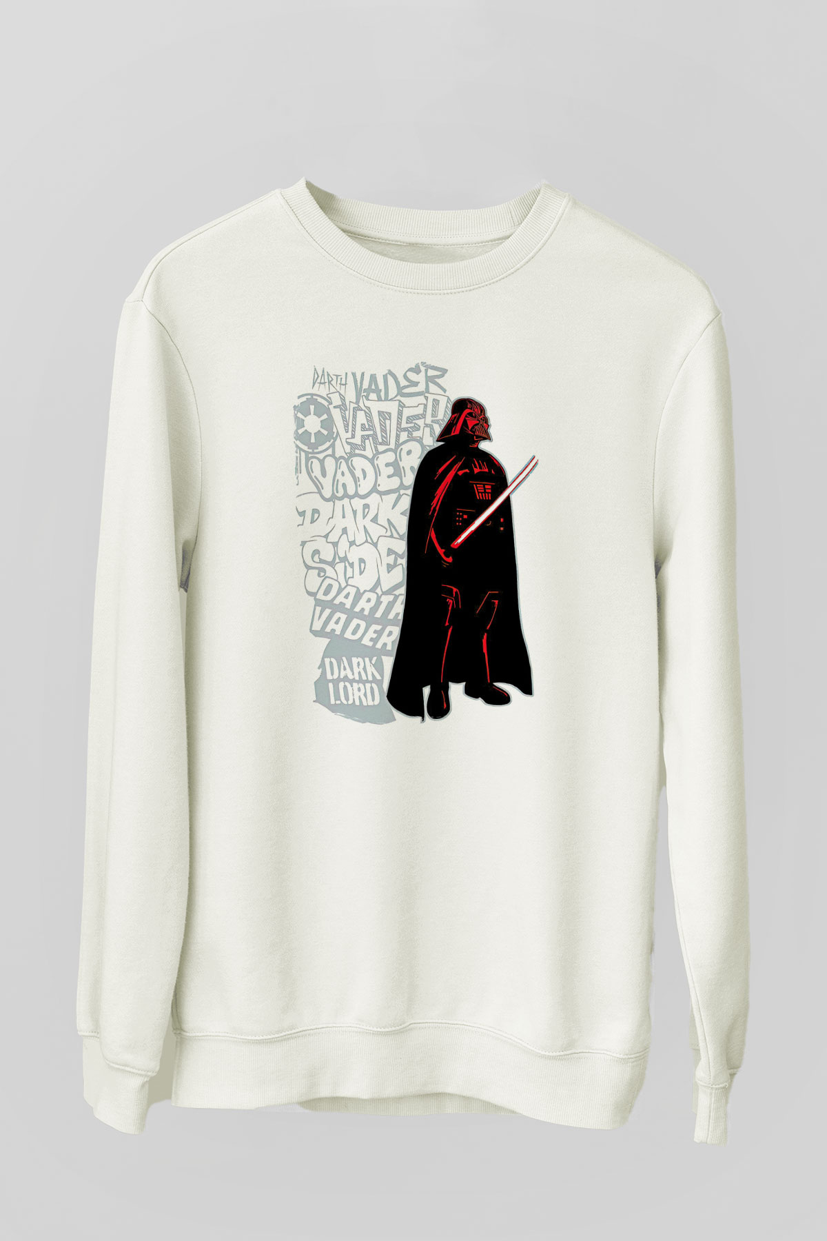 Star Wars (Dart Vader) Baskılı Beyaz Unisex Sweatshirt