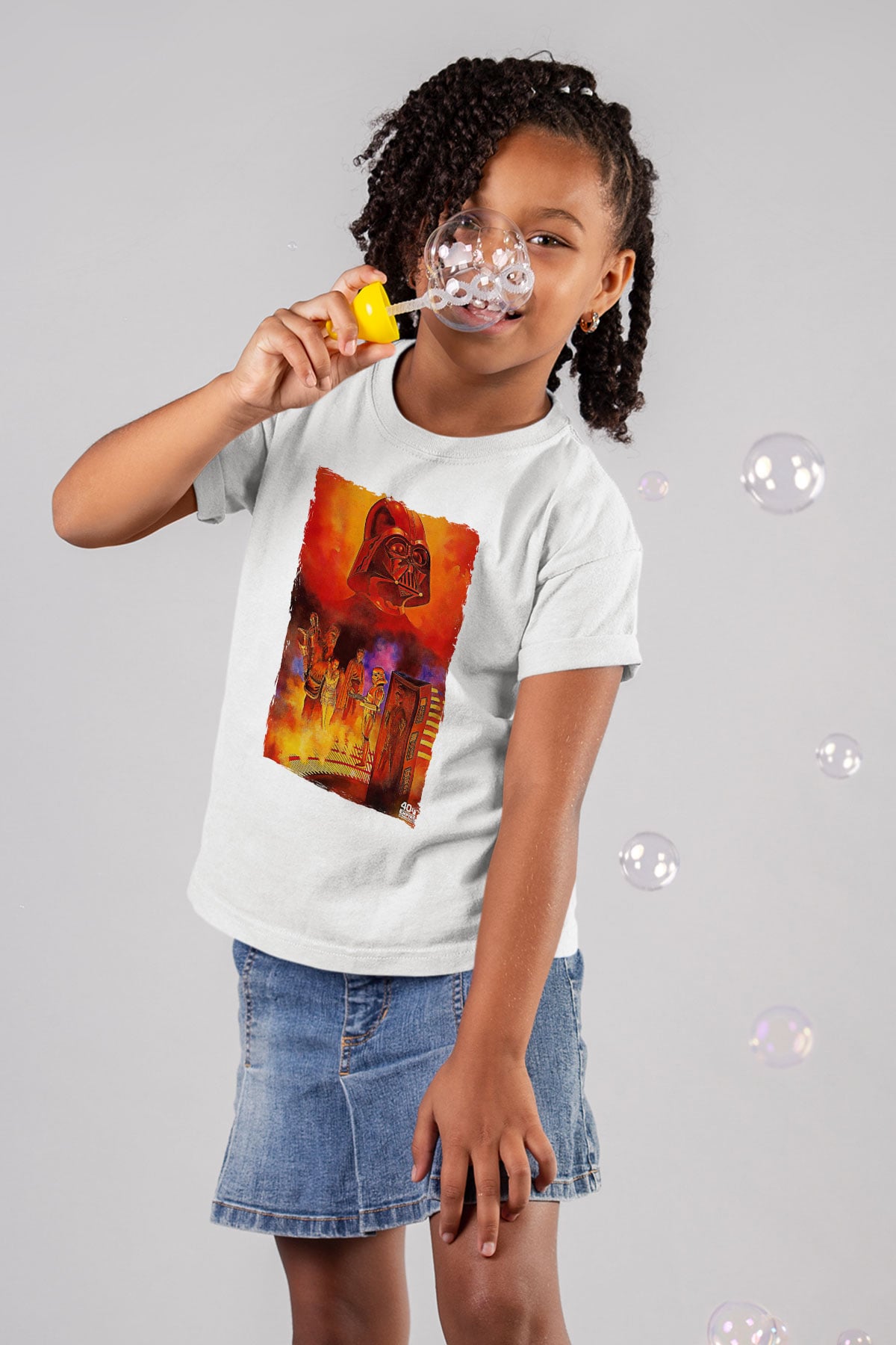 Star Wars (Dart Vader) Baskılı Beyaz Unisex Beyaz Çocuk Tişört - Tshirt